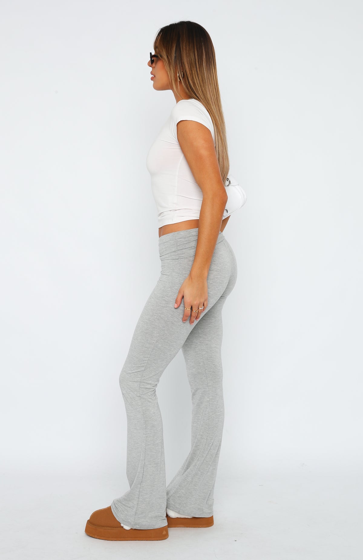 Low Waist Knit Pants - Grey Marle