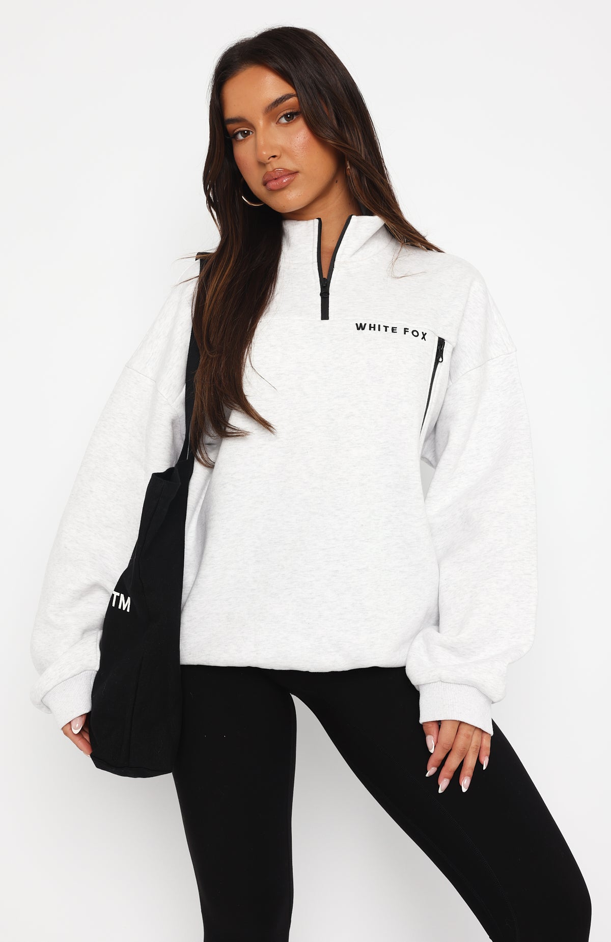 Where Did You Go Zip Front Sweater Grey Marle | White Fox Boutique