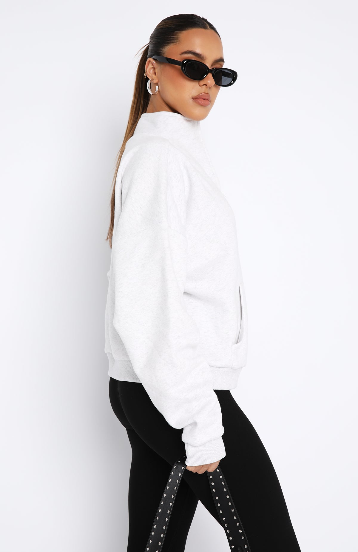 Breaking Ground Zip Front Sweater Grey Marle
