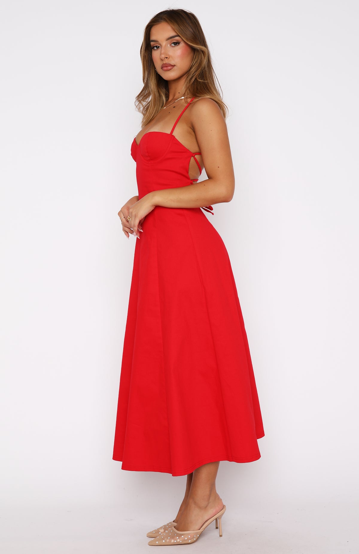Wanna Be There Midi Dress Red | White Fox Boutique