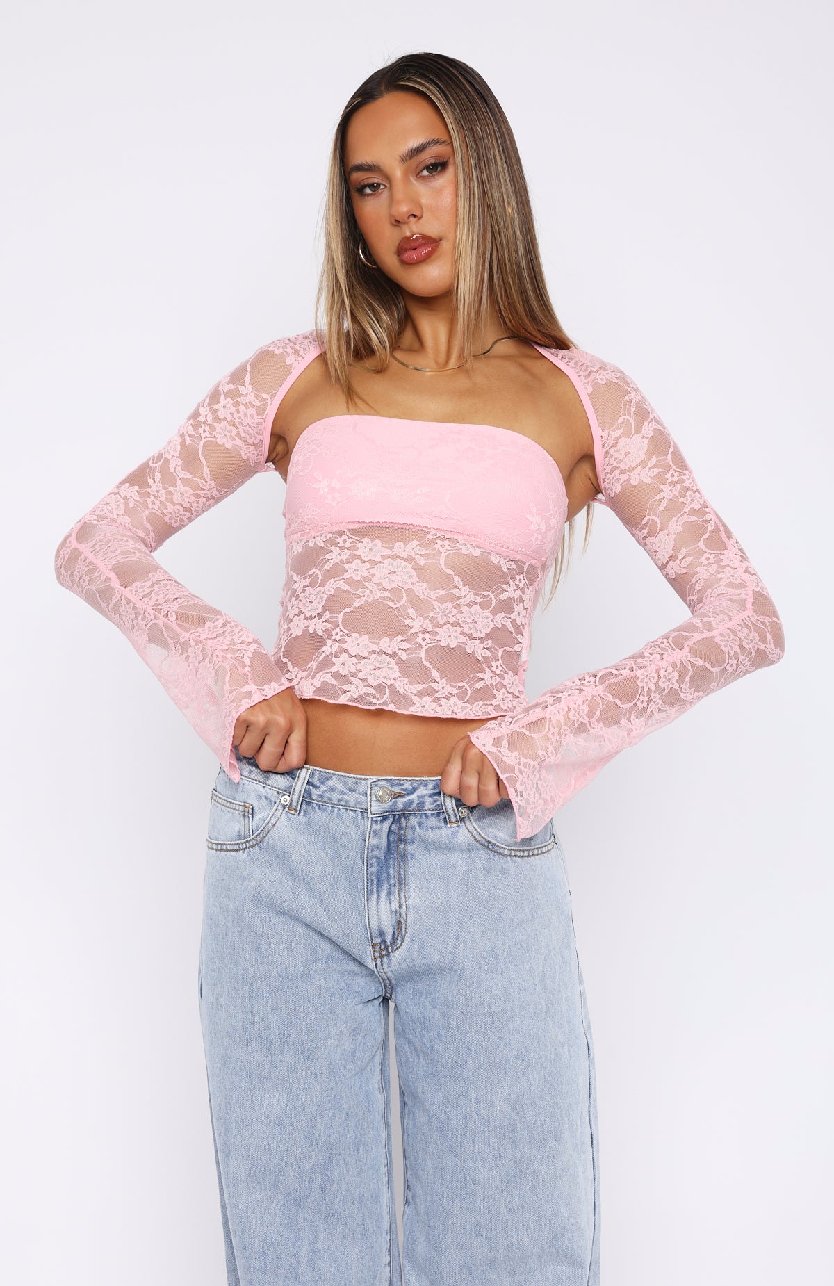 Sweet Lovin' Lace Top Set Baby Pink | White Fox Boutique