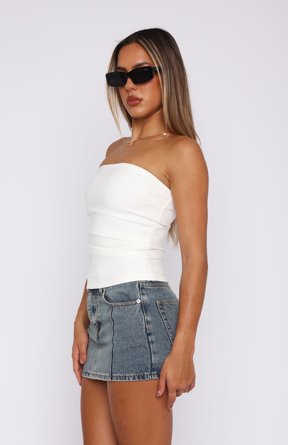 Right In Front Of Me Strapless Top White | White Fox Boutique