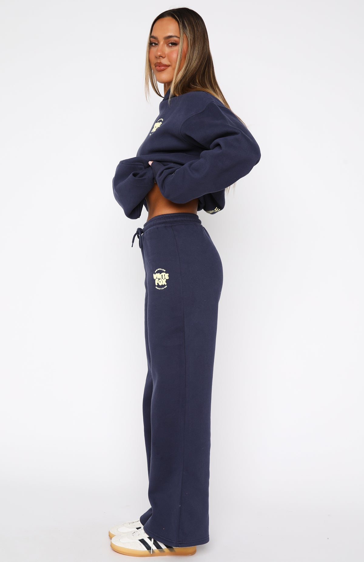 With Love For You Wide Leg Sweatpants Navy White Fox Boutique