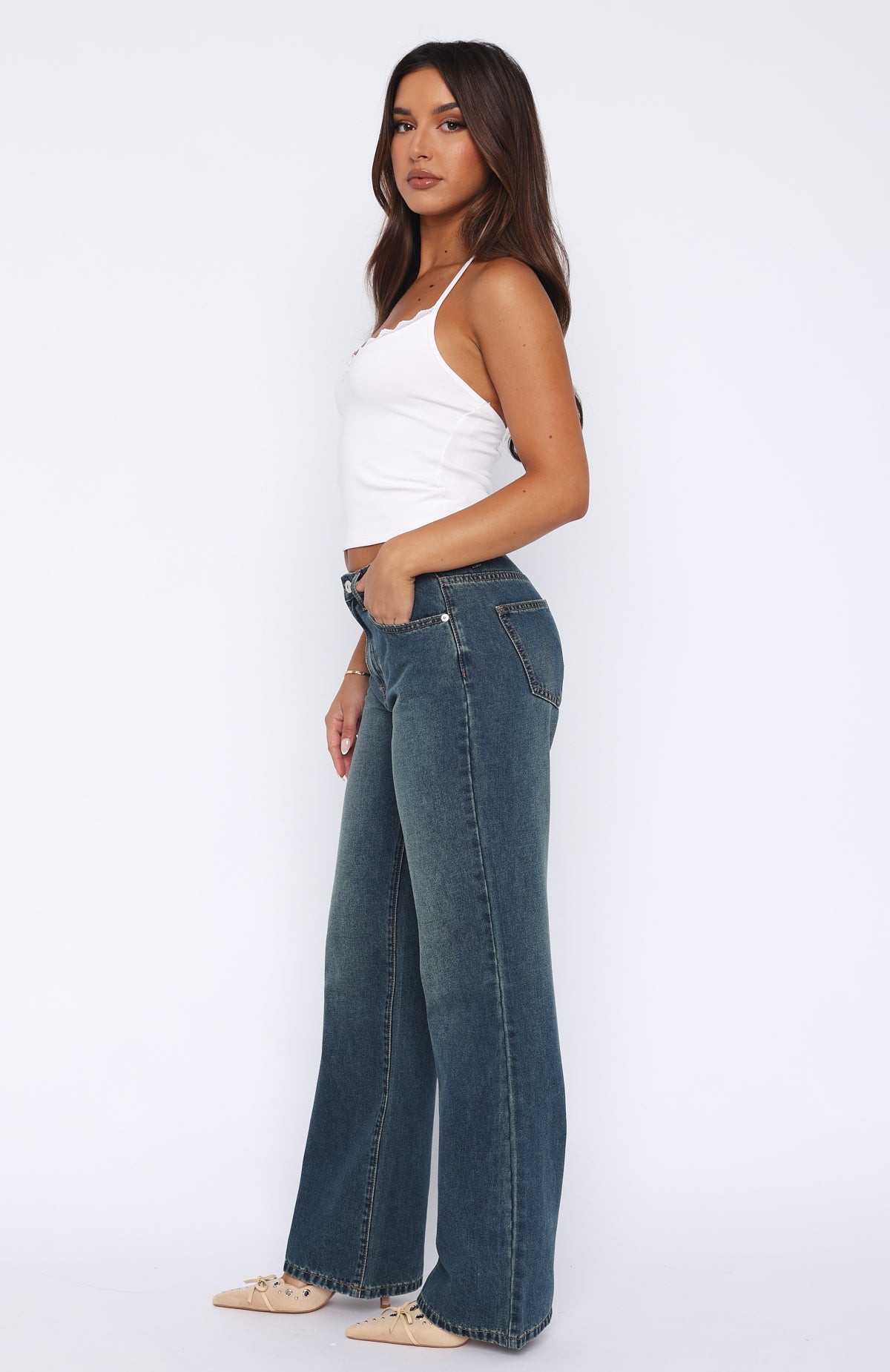 Desire Mid Rise Straight Leg Jeans Mid Blue Vintage | White Fox Boutique