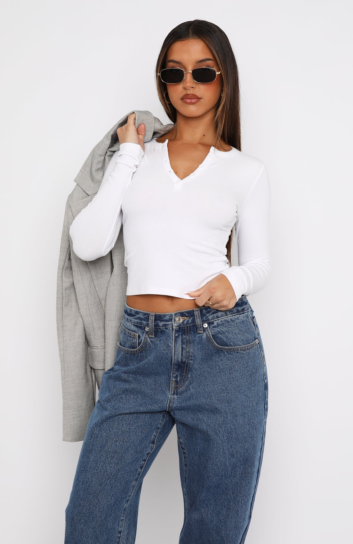 Kacey Long Sleeve Top - White