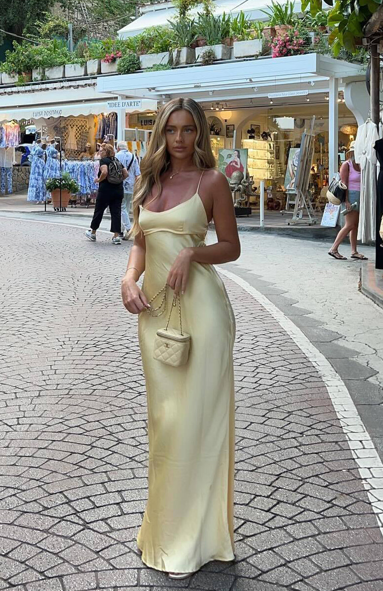 lemon dress long Tina Yellow Formal Maxi Dress - US 16