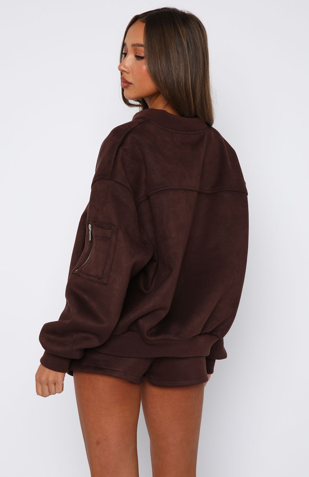 Chic French Waist Suede Jacket - Stylish Chocolate Leather Jacket for Women