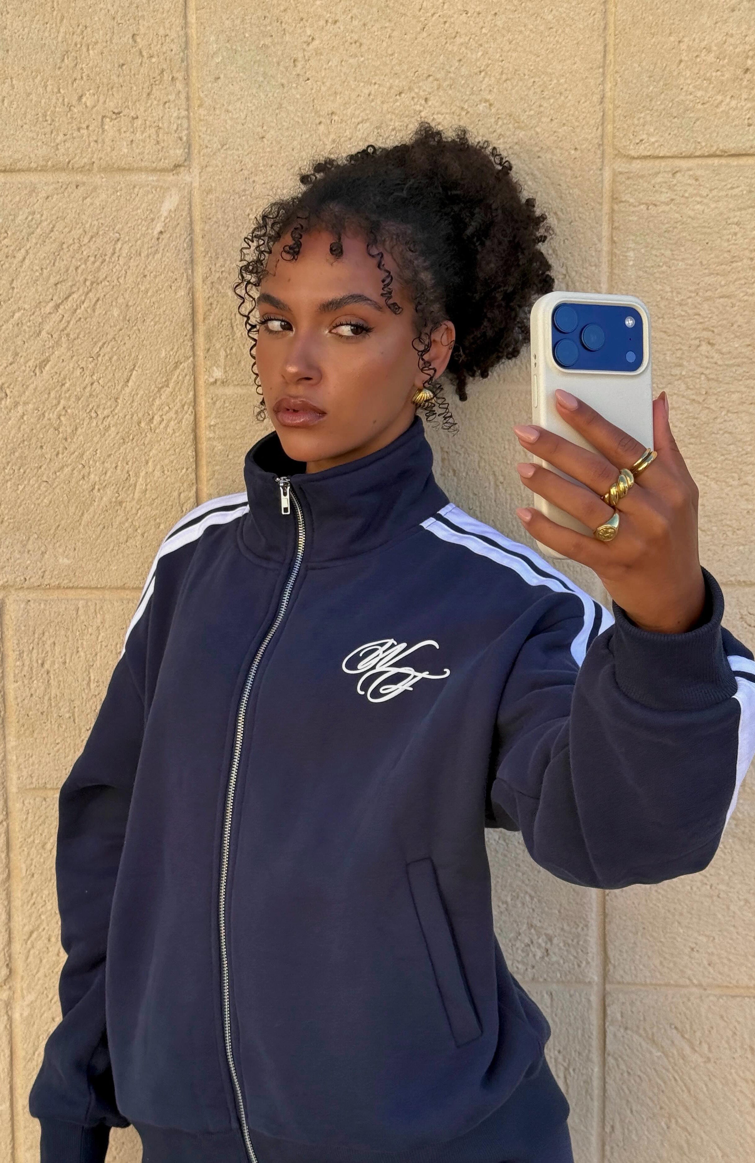 Studio 17 Odessa Oversized Zip Jacket Navy | White Fox Boutique