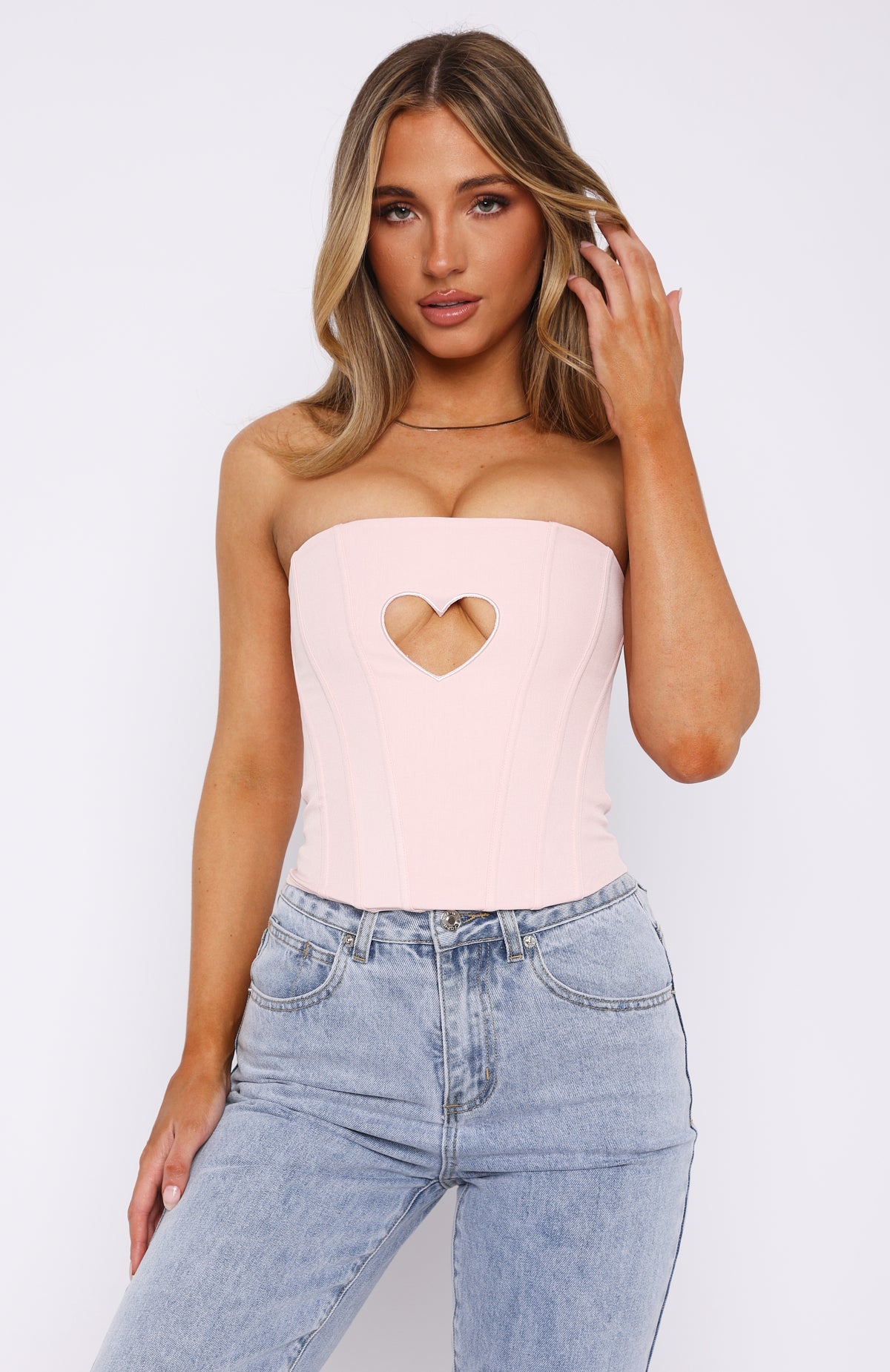 Never Love Again Strapless Bustier Baby Pink | White Fox Boutique