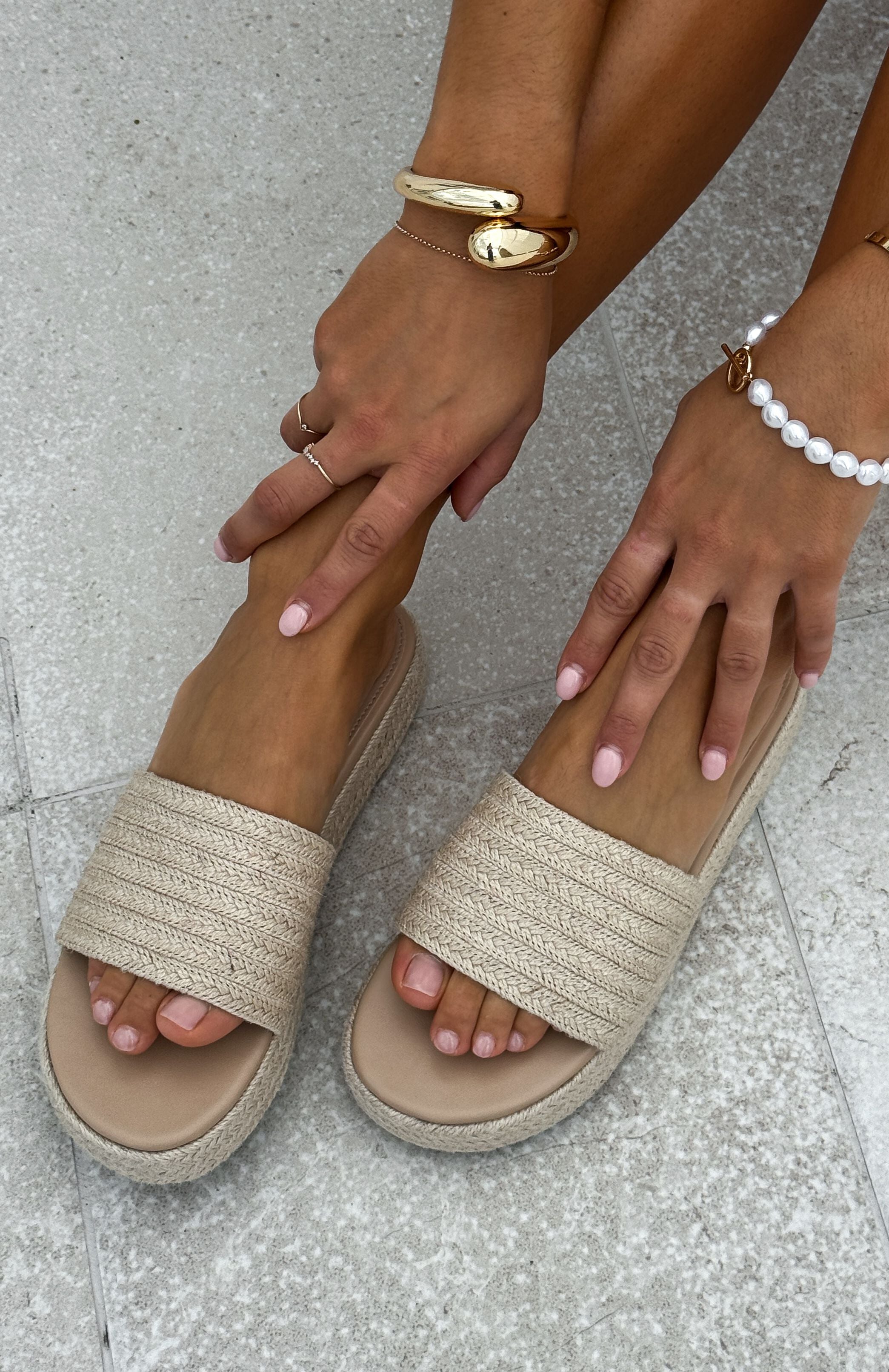 Lush Life Slides Natural Woven | White Fox Boutique