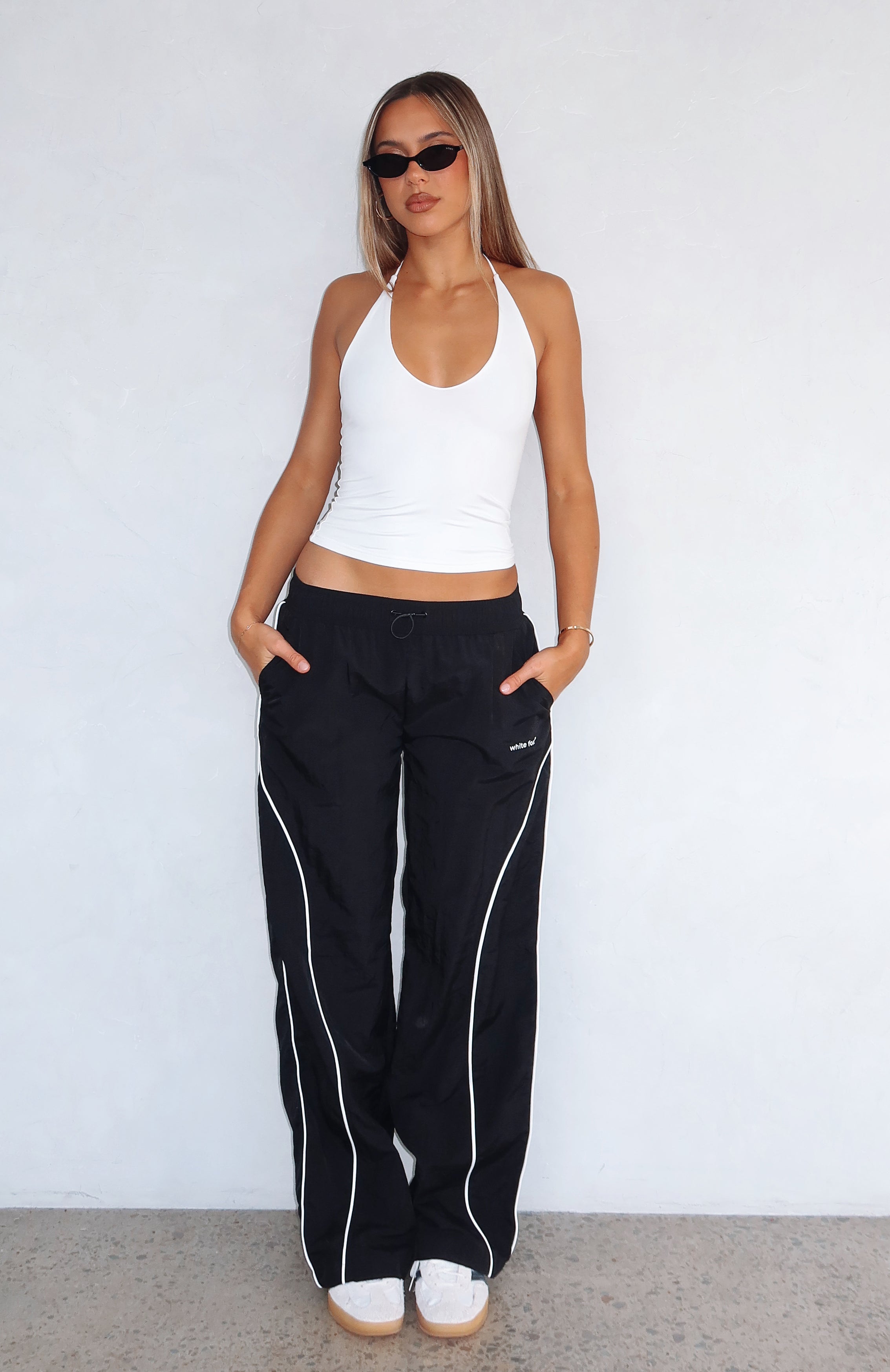 Unphased Track Pants Black | White Fox Boutique