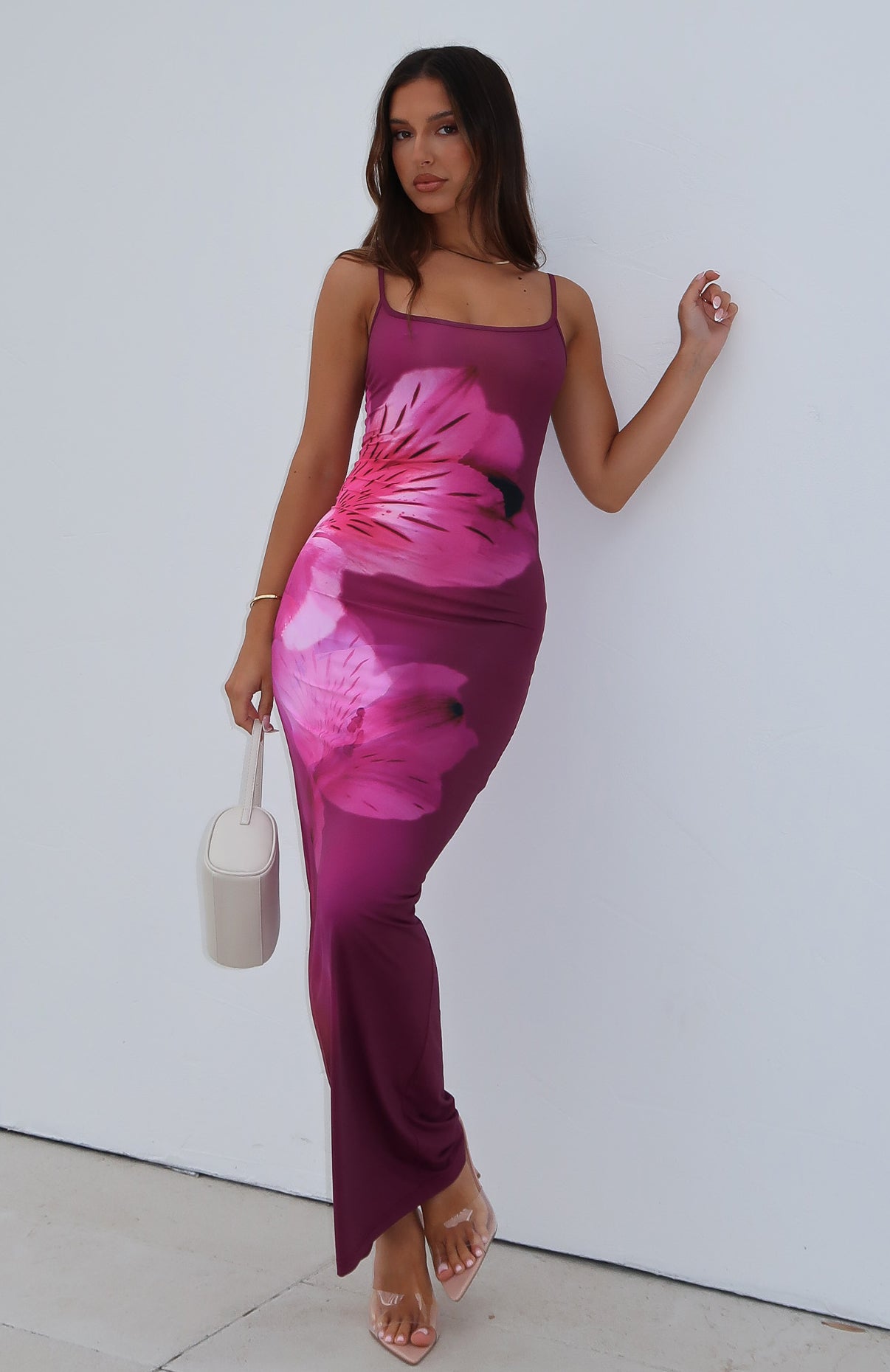 feeling the heat maxi dress greyscale floral Feeling The Heat Maxi Dress Berry Lush