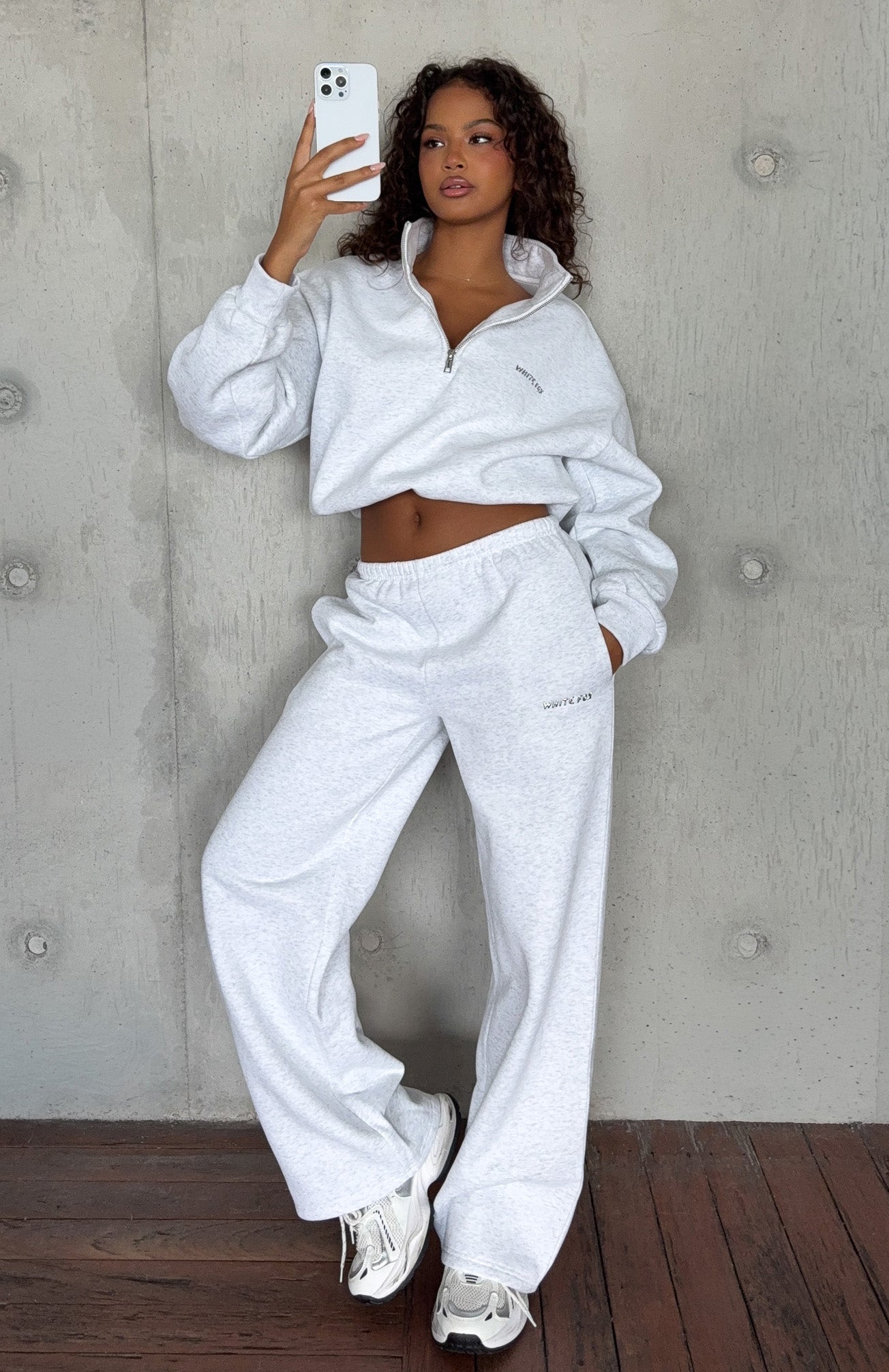 Test Drive Wide Leg Sweatpants Grey Marle | White Fox Boutique
