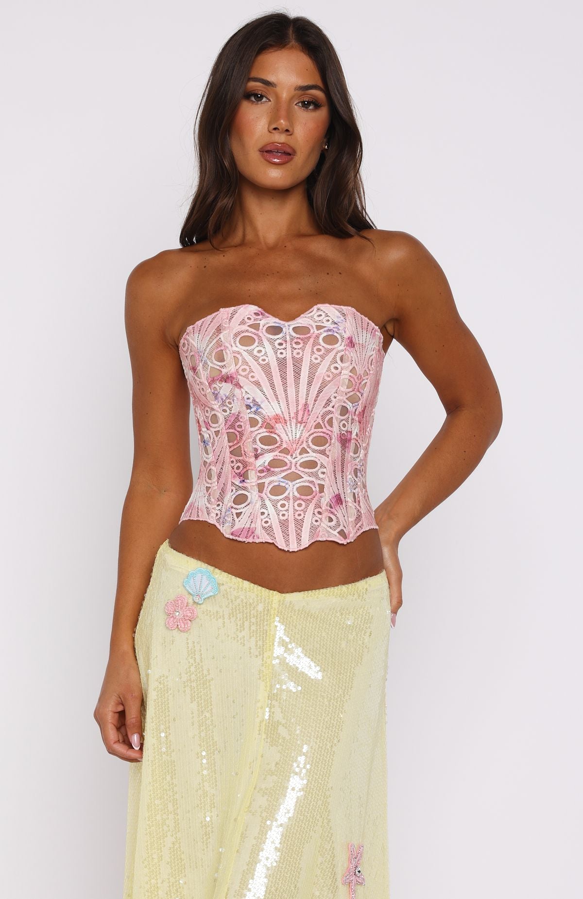 So Much To Say Strapless Bustier Pink | White Fox Boutique