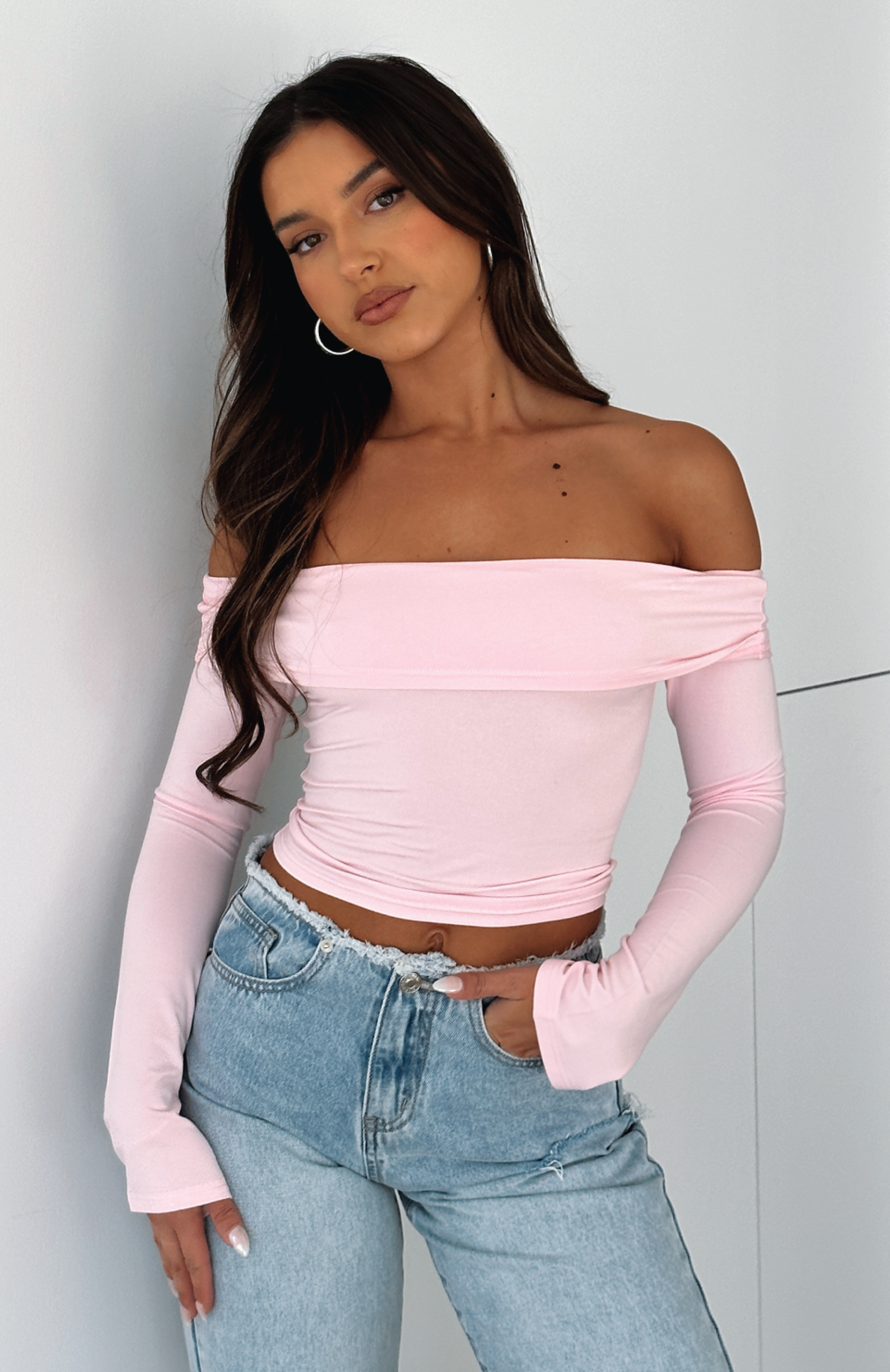 Baby pink best sale off shoulder top