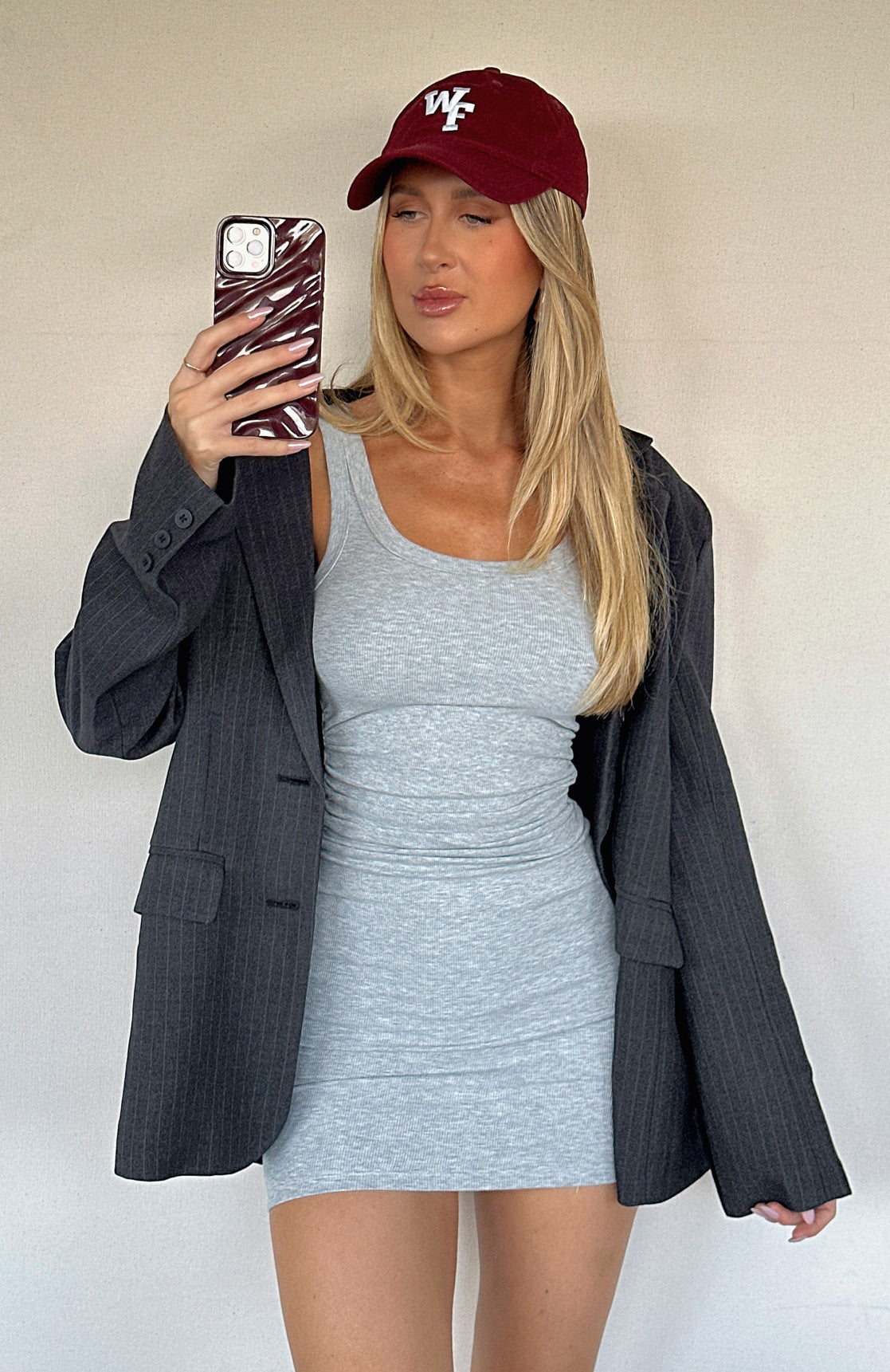 Grey ribbed mini dress hotsell