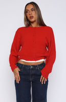 Warm Whispers Knit Cardigan Red