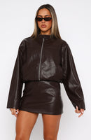 Tell Me Nothing PU Mini Skirt Chocolate