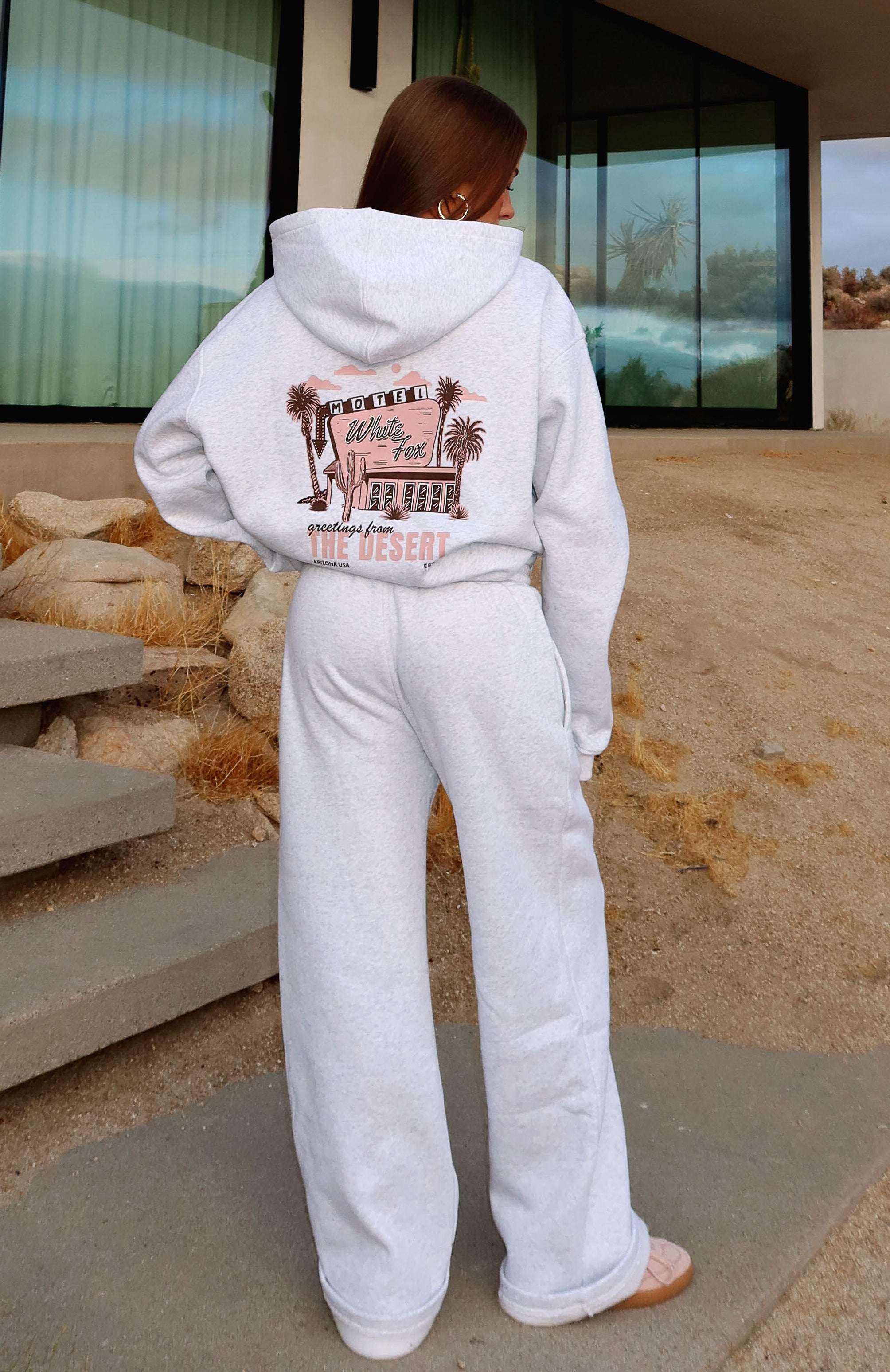 Scenic Route Wide Leg Sweatpants Grey Marle | White Fox Boutique