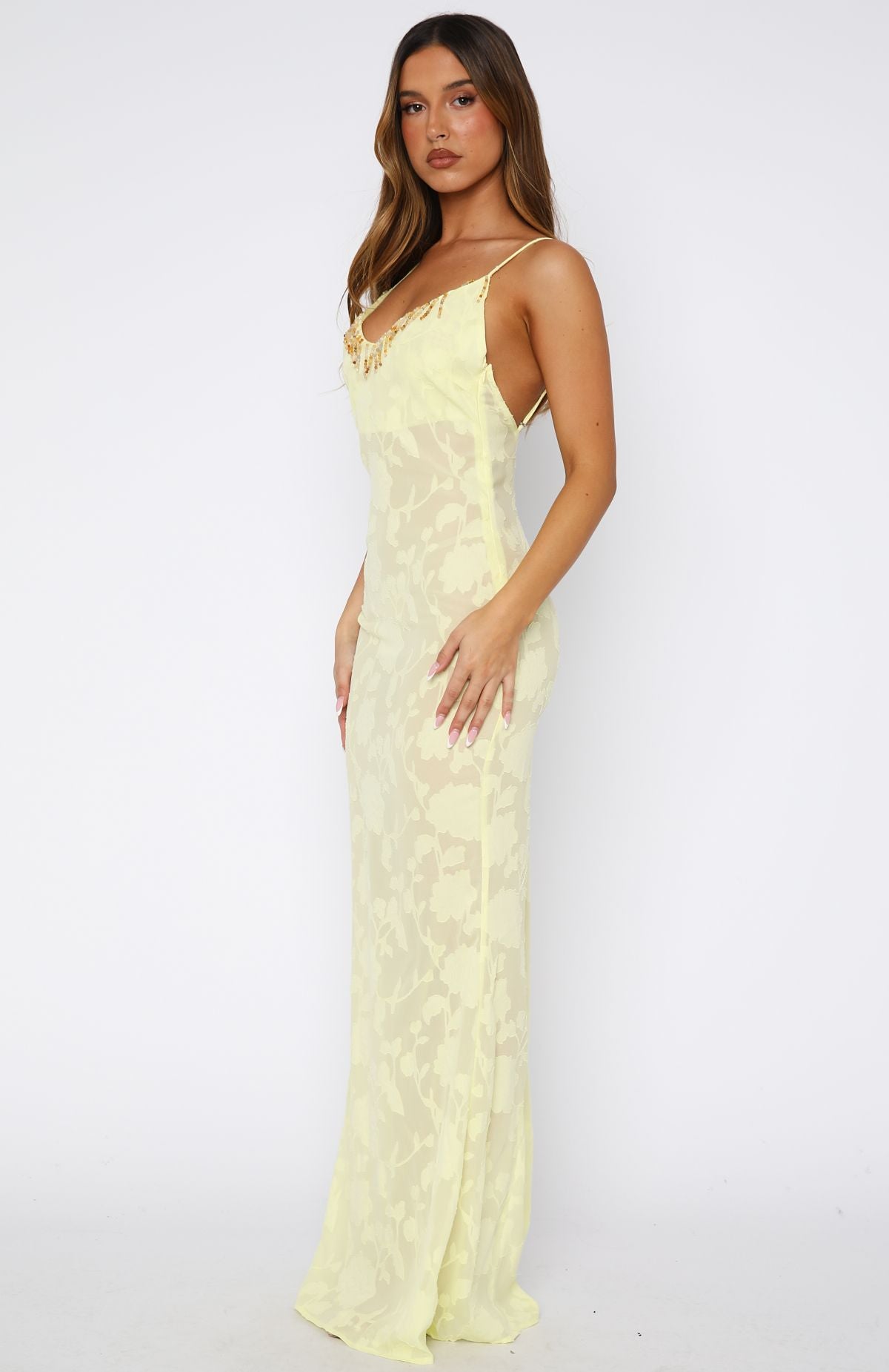 Lust For Life Maxi Embellished Trim Dress Chocolate