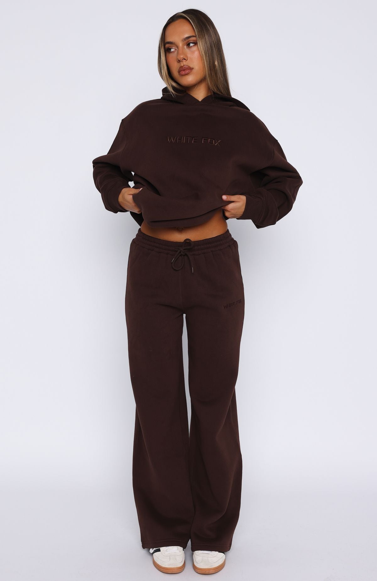 Stay Lifted Wide Leg Sweatpants Bitter Chocolate | White Fox Boutique