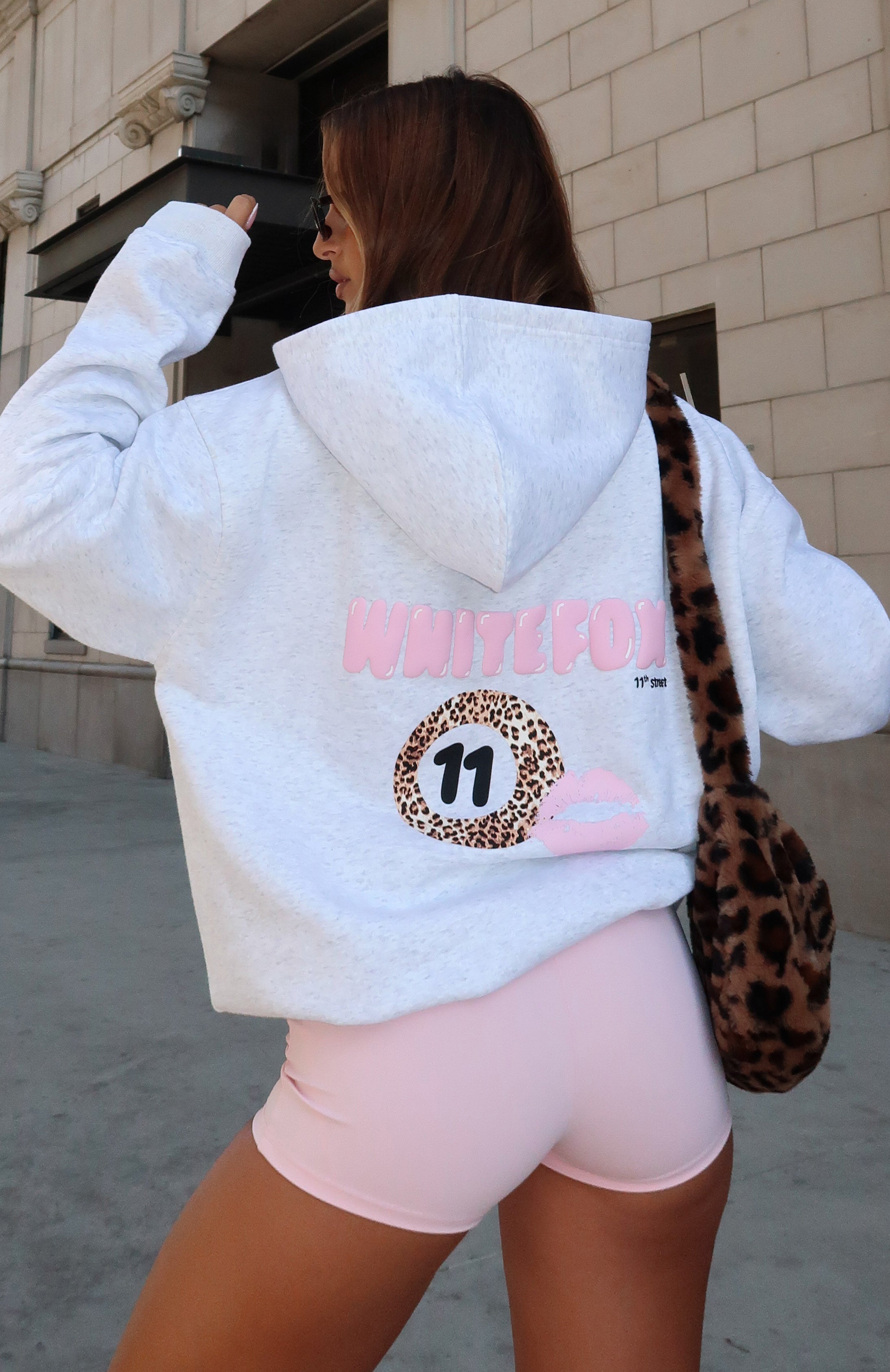 foxey♡ 11th Street She's So Lucky Oversized Hoodie Leopard Splice