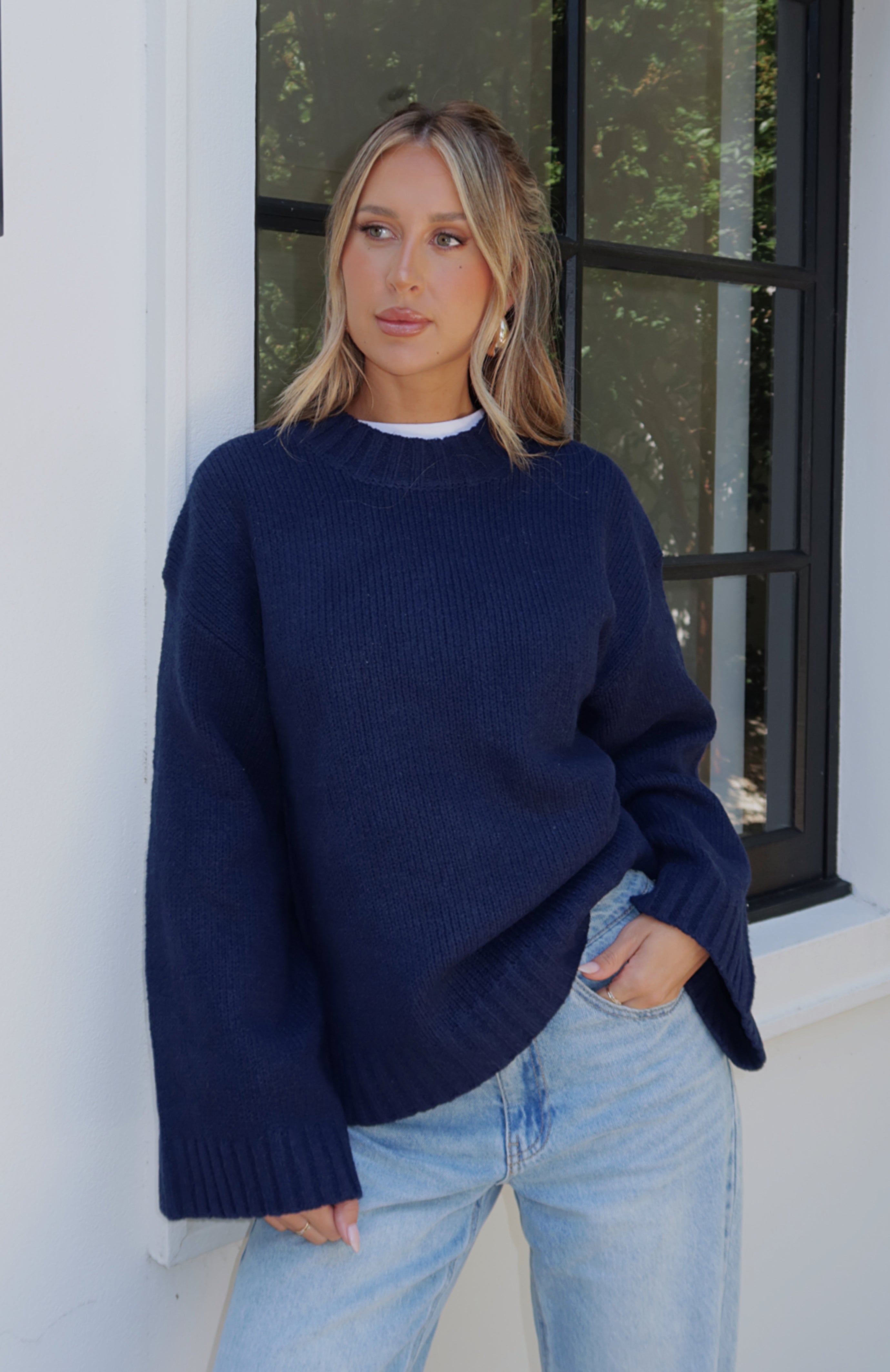 Winter's Chill Knit Sweater Navy