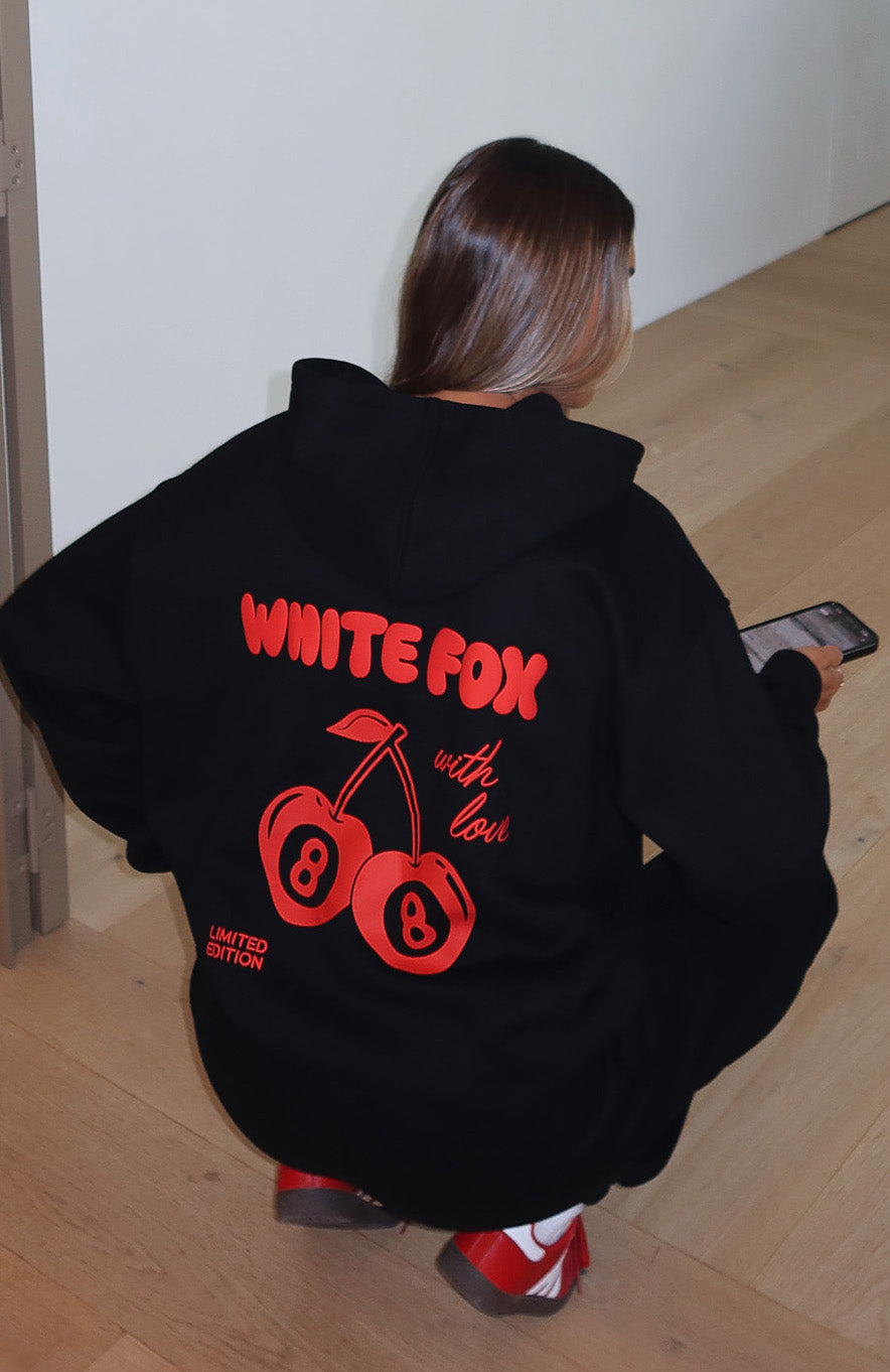 With Love In The Moment Oversized Hoodie Black | White Fox Boutique