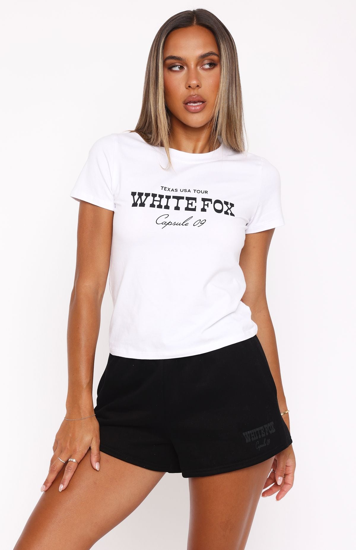 Capsule 9 Western Classic Relaxed Baby Tee White/Black | White Fox Boutique