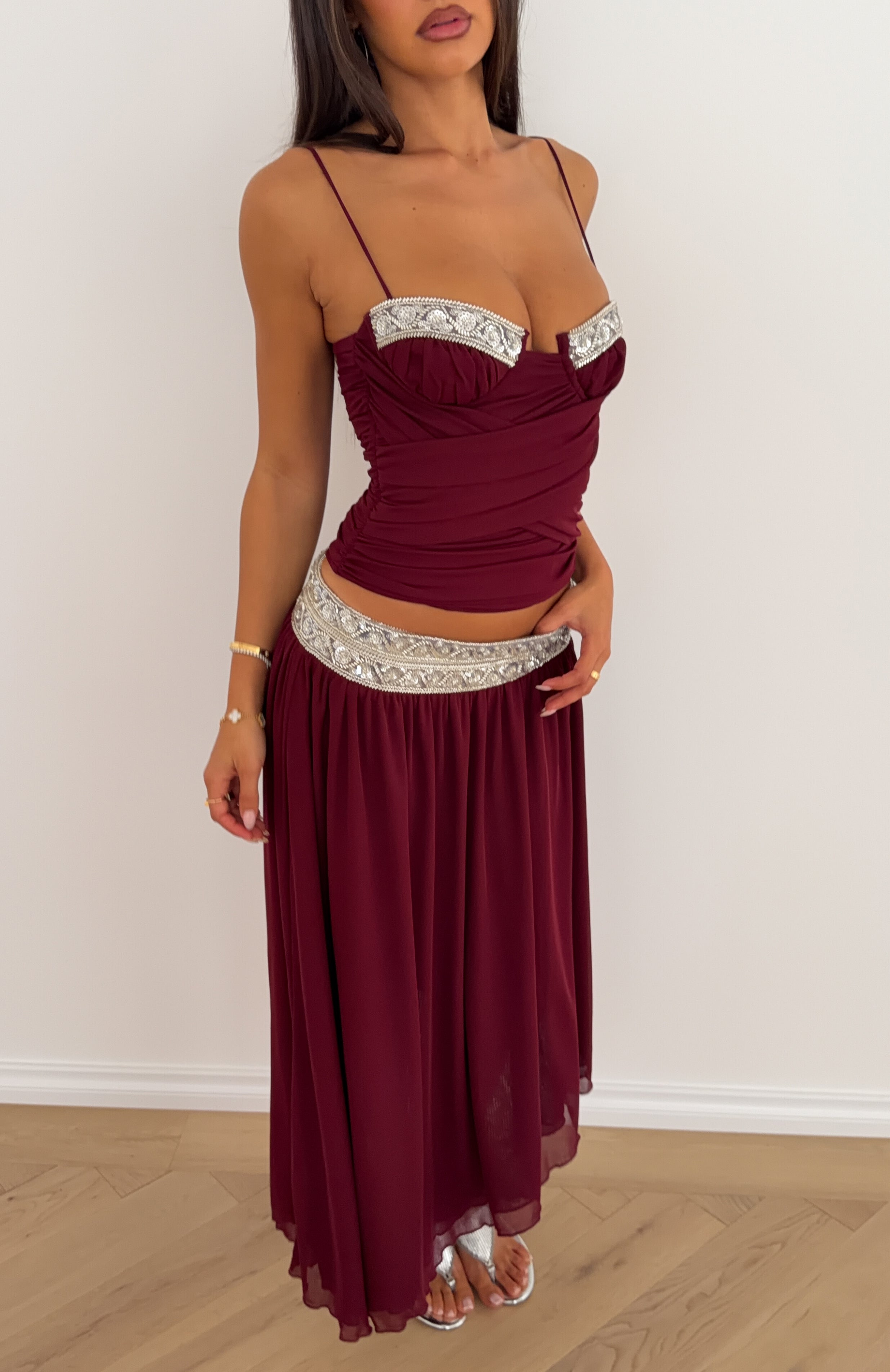 【Bibiy】未着用ANGELINA BUSTIER Angelina Bustier Burgundy | White Fox Boutique