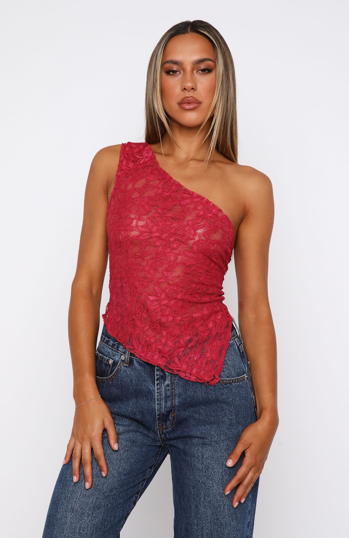 It's A Love Story Lace Top Berry | White Fox Boutique