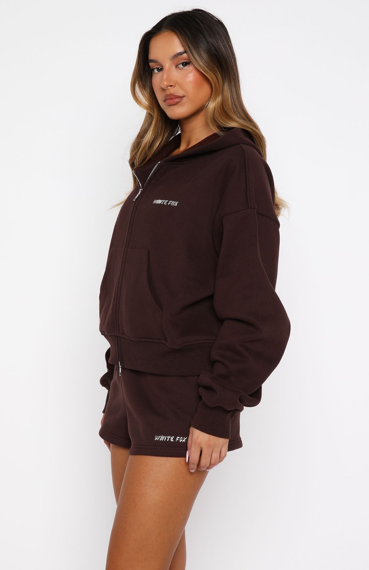 Test Drive Boxy Zip Front Hoodie Chocolate | White Fox Boutique