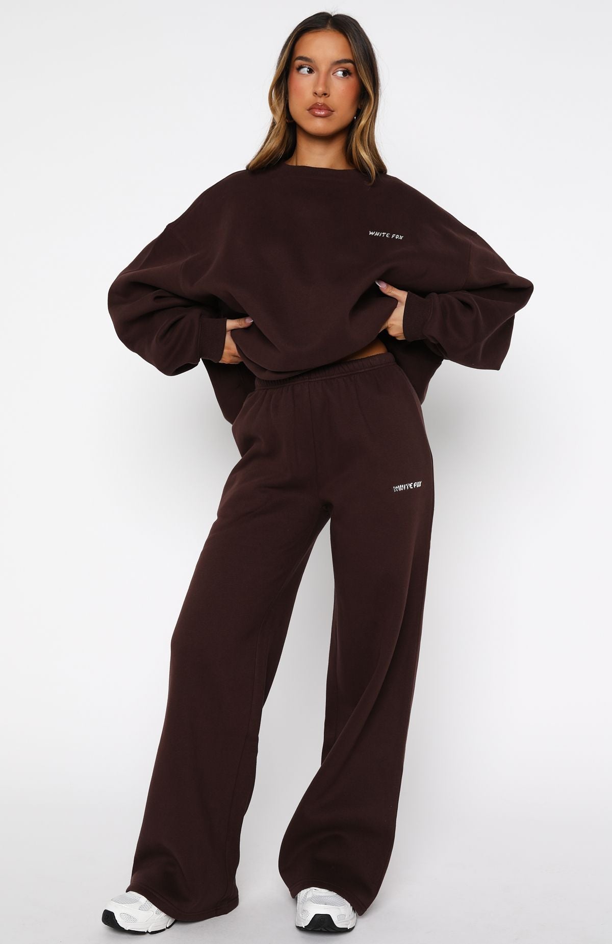 Test Drive Wide Leg Sweatpants Chocolate | White Fox Boutique