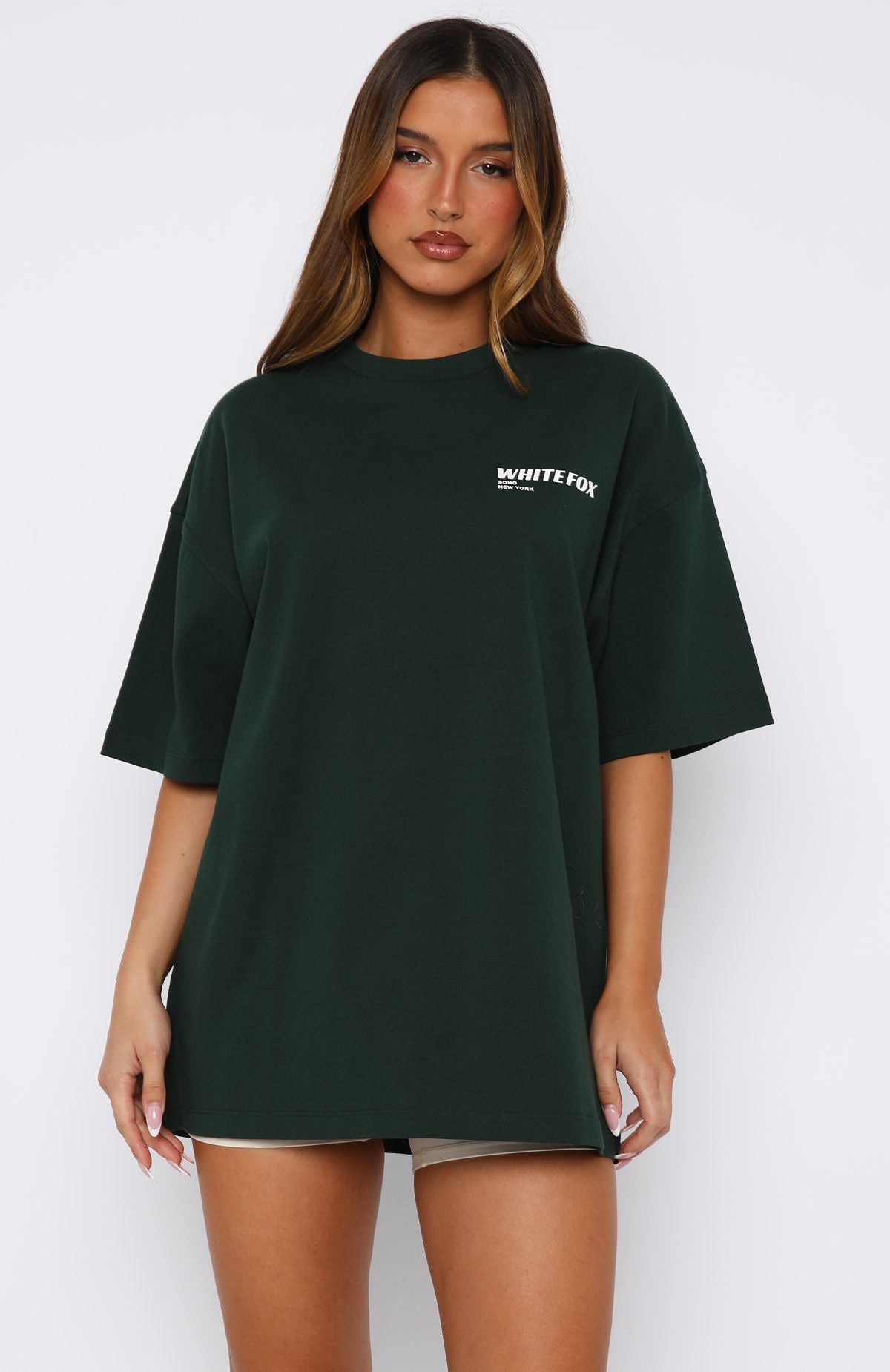 New York Archives Oversized Tee Forest Green | White Fox Boutique