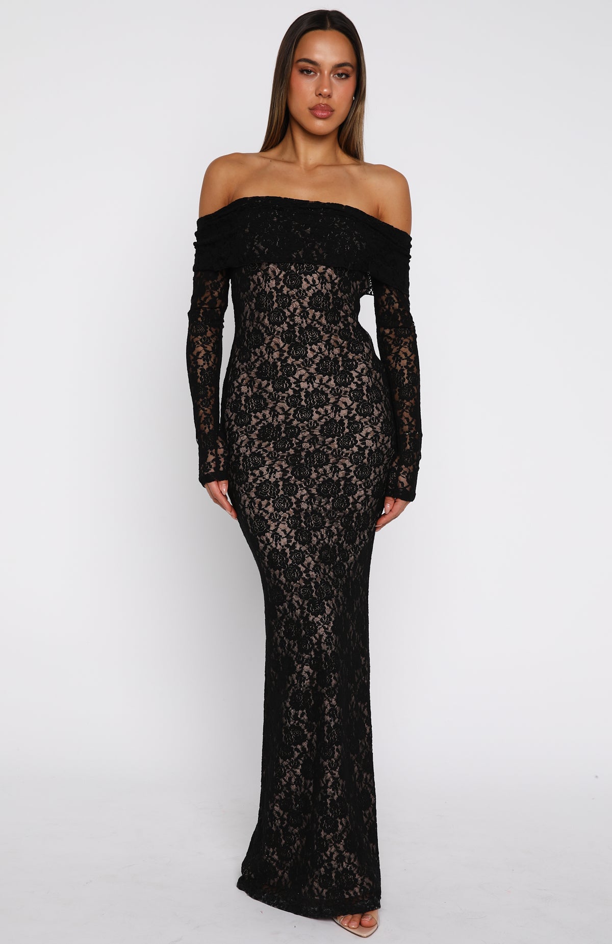 Be My Peace Lace Long Sleeve Maxi Dress Black | White Fox Boutique Be My Peace Lace Long Sleeve Maxi Dress Black | White Fox Boutique
