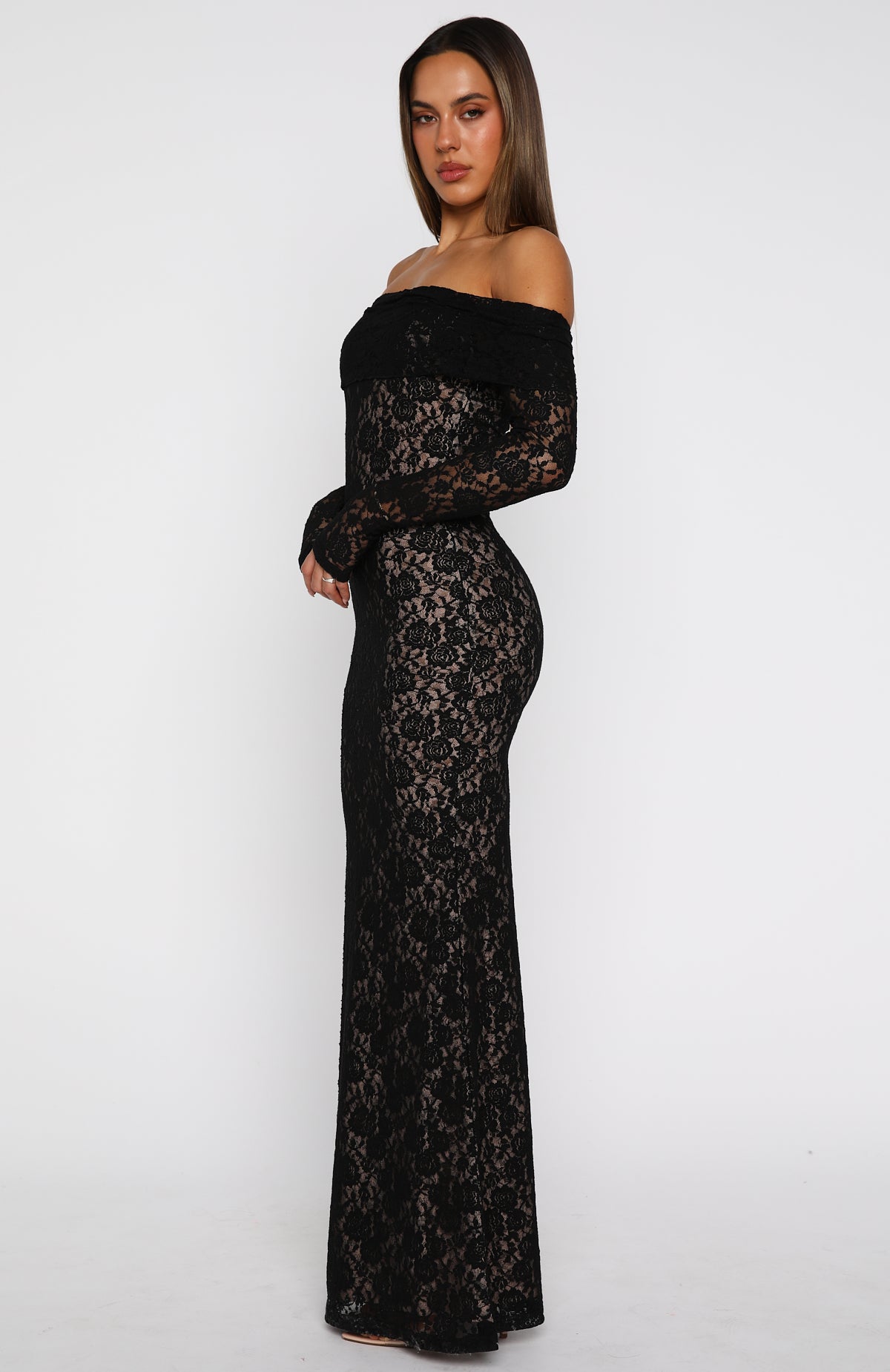 awaken my love black long sleeve lace maxi dress Be My Peace Lace Long Sleeve Maxi Dress Black
