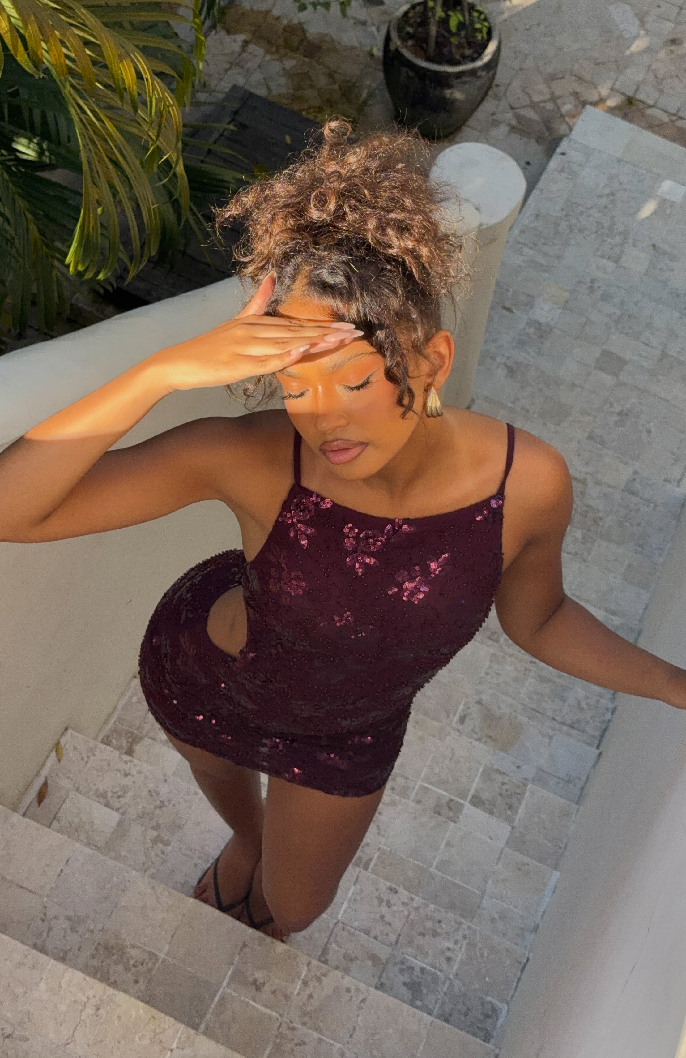 byron mini dress Byron Nights Beaded Mini Dress Burgundy