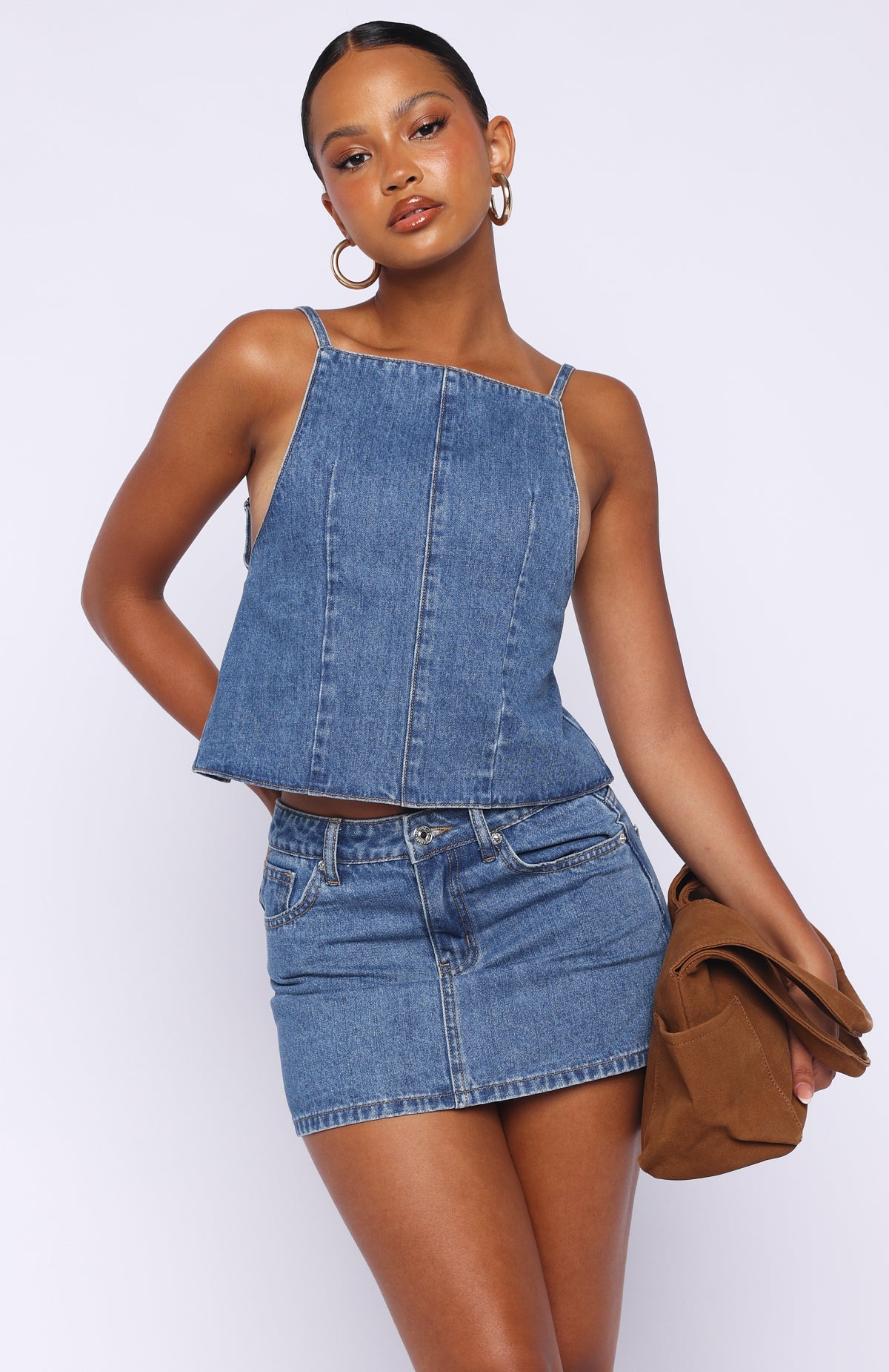 Happiness Is Key Denim Top Admiral Blue | White Fox Boutique