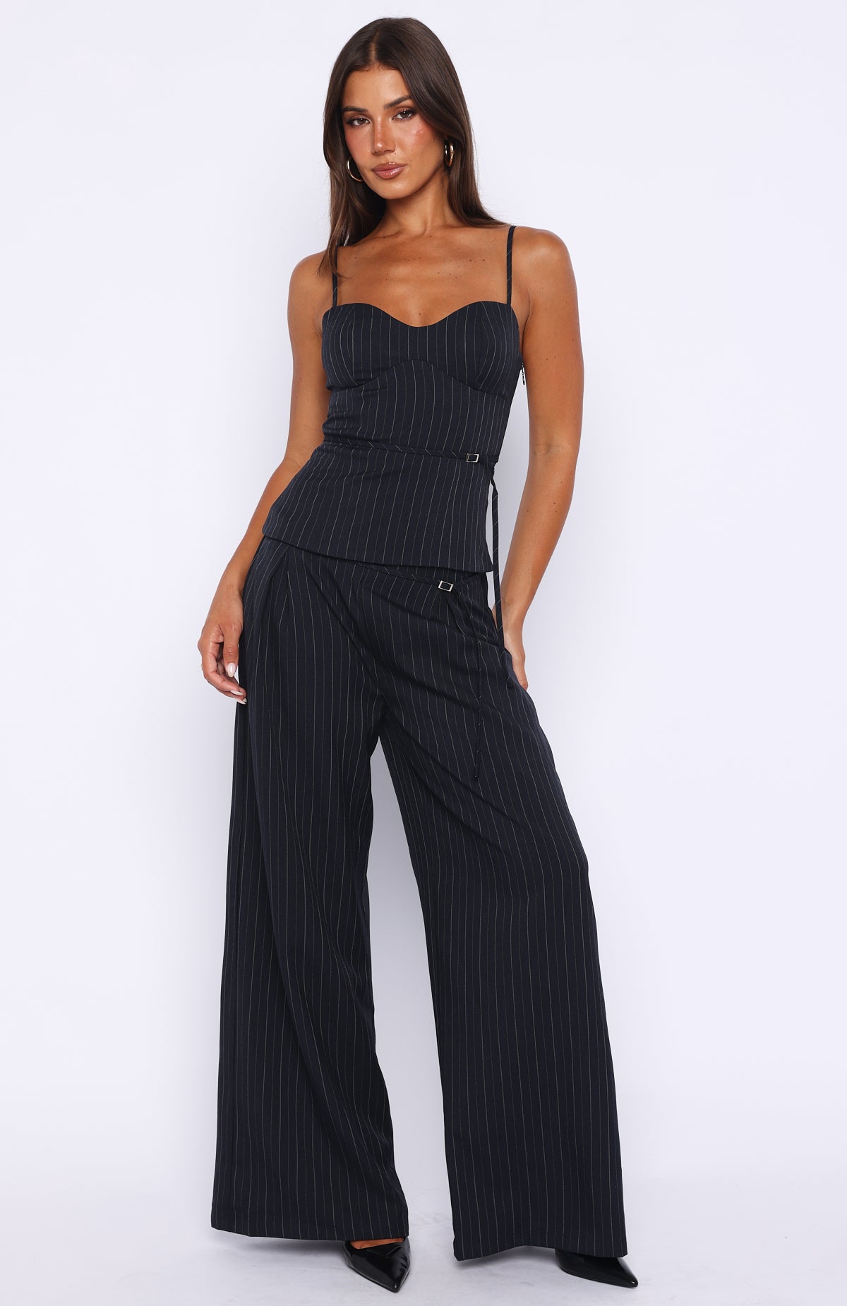 High Line Pants Navy Pinstripe | White Fox Boutique