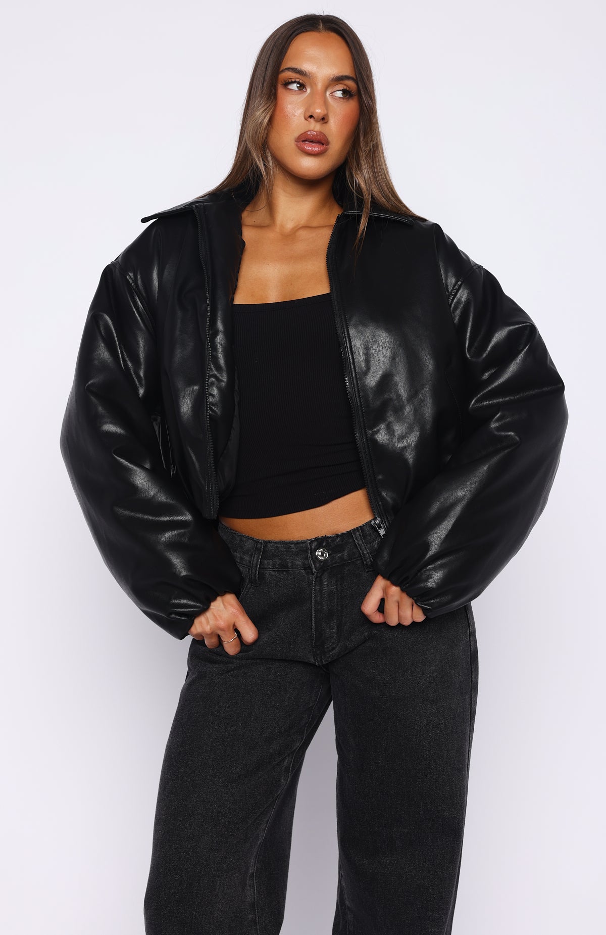 I'm A Mess PU Jacket Black | White Fox Boutique