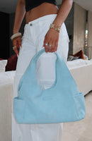 Cariane Shoulder Bag Baby Blue Faux Suede