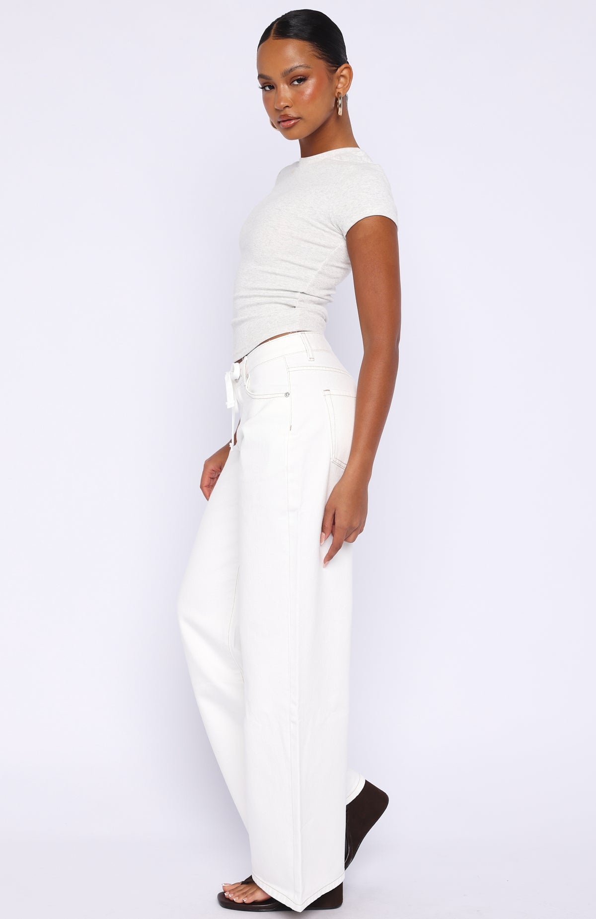 Kendall Mid Rise Wide Leg Jeans Off White | White Fox Boutique