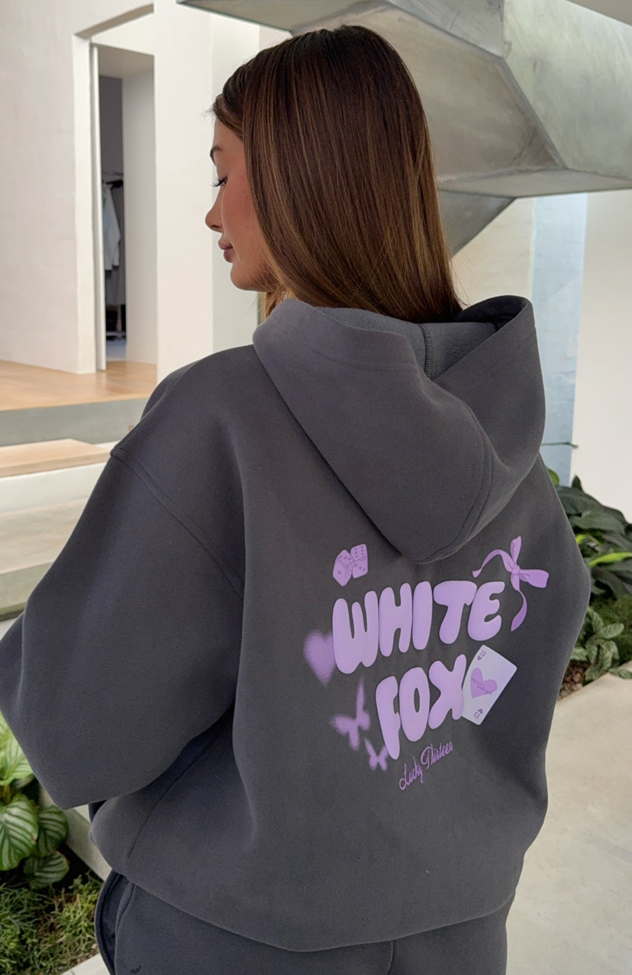 Lucky Thirteen Stephanie Oversized Hoodie Volcanic | White Fox