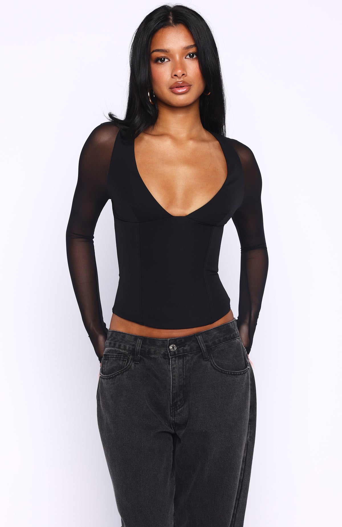 Past Your Prime Long Sleeve Top Black | White Fox Boutique