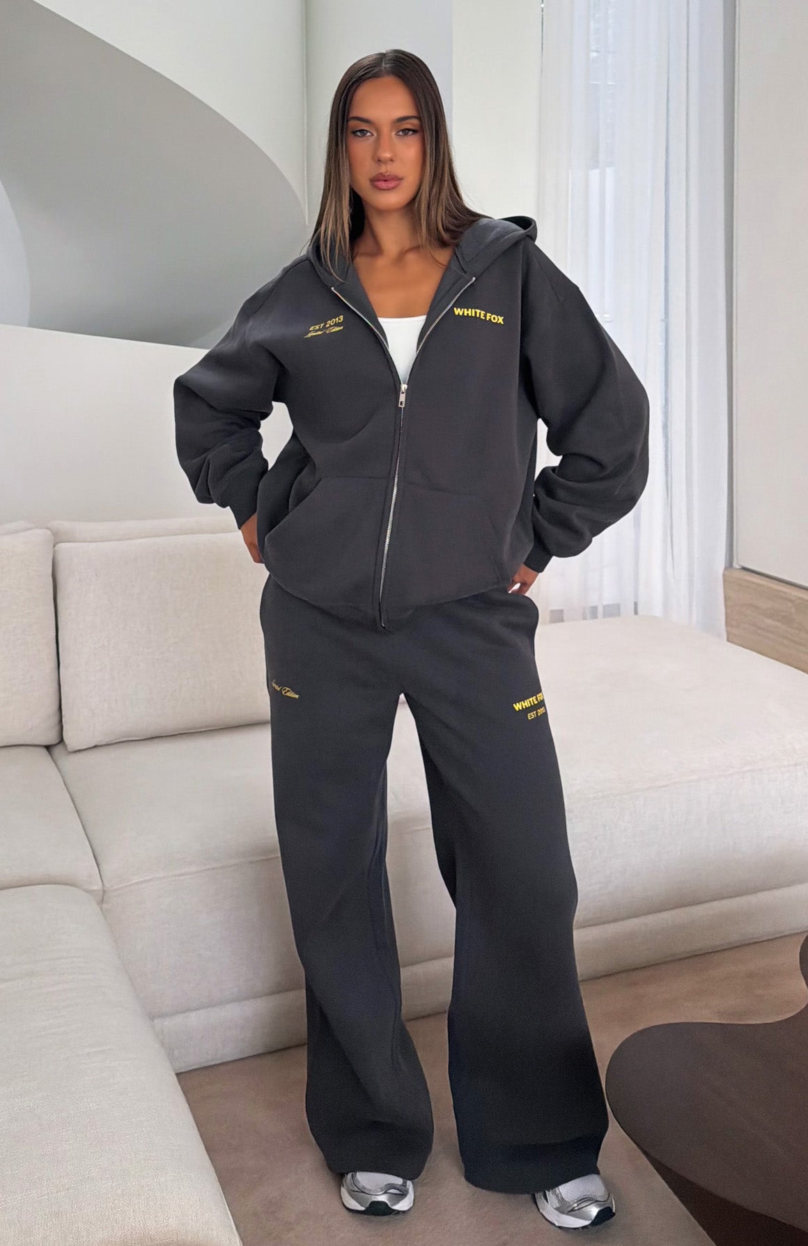 Proving Myself Wrong Wide Leg Sweatpants Charcoal | White Fox Boutique
