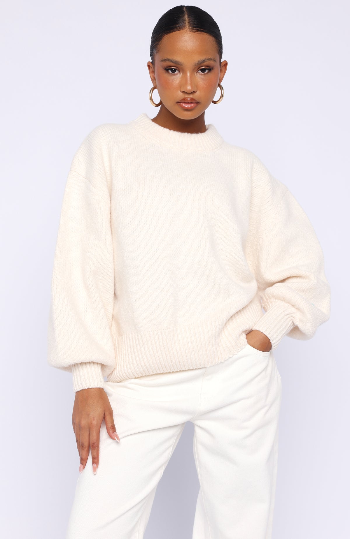 Sashi Knit Sweater Winter White | White Fox Boutique