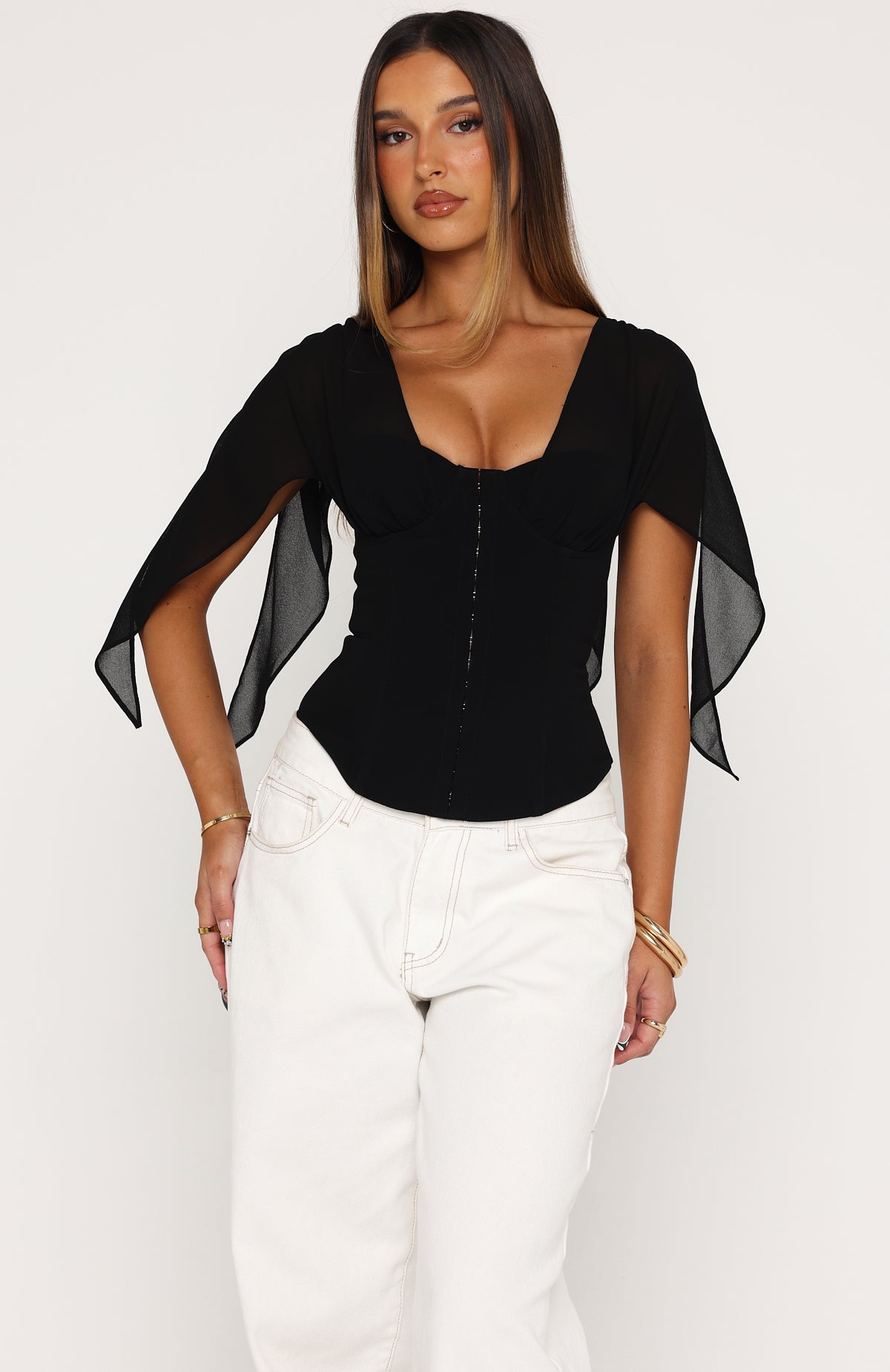 Soft Whisper Bustier Black | White Fox Boutique