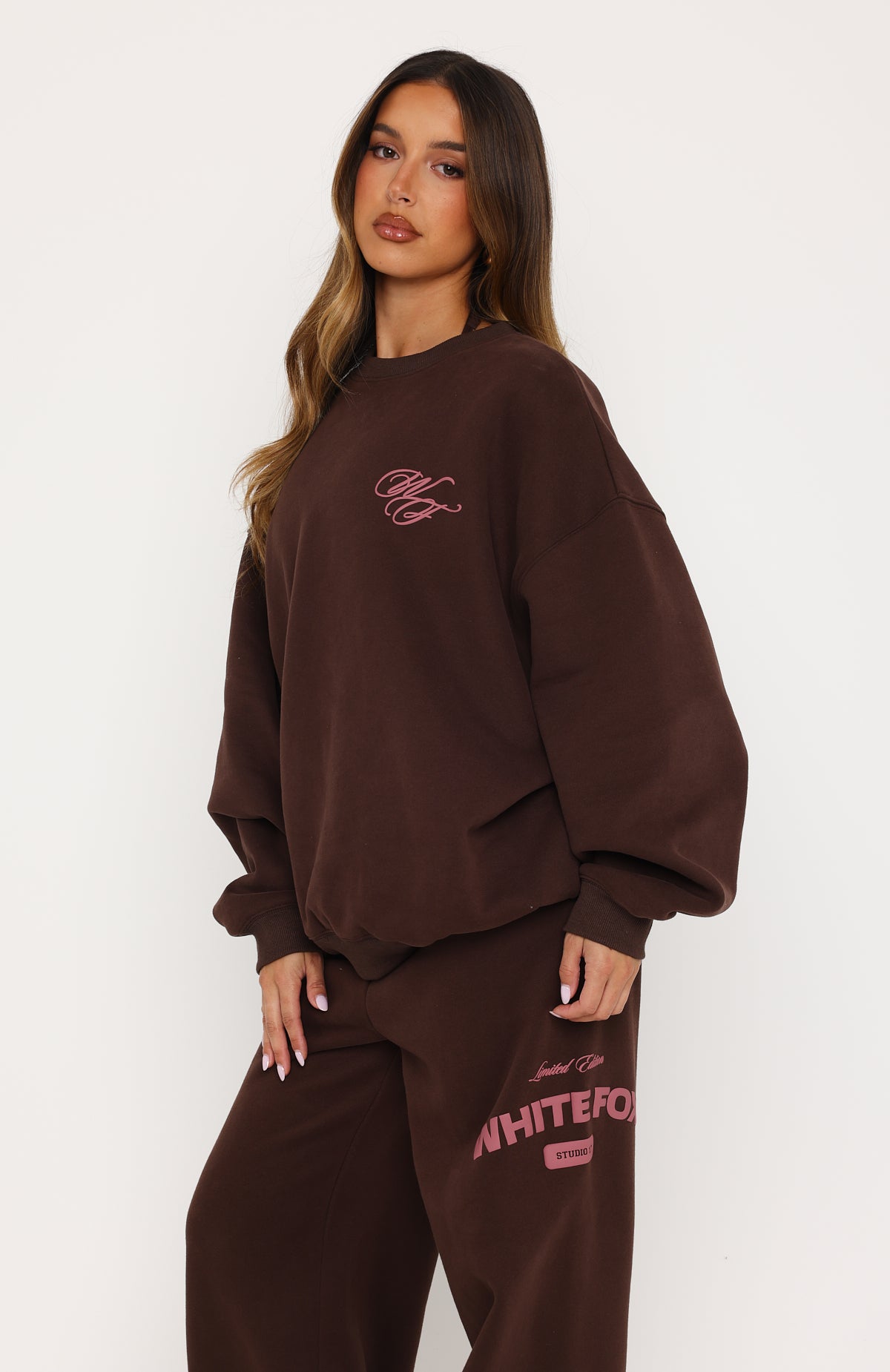 Studio 17 Raven Oversized Drop Shoulder Sweater Chocolate | White