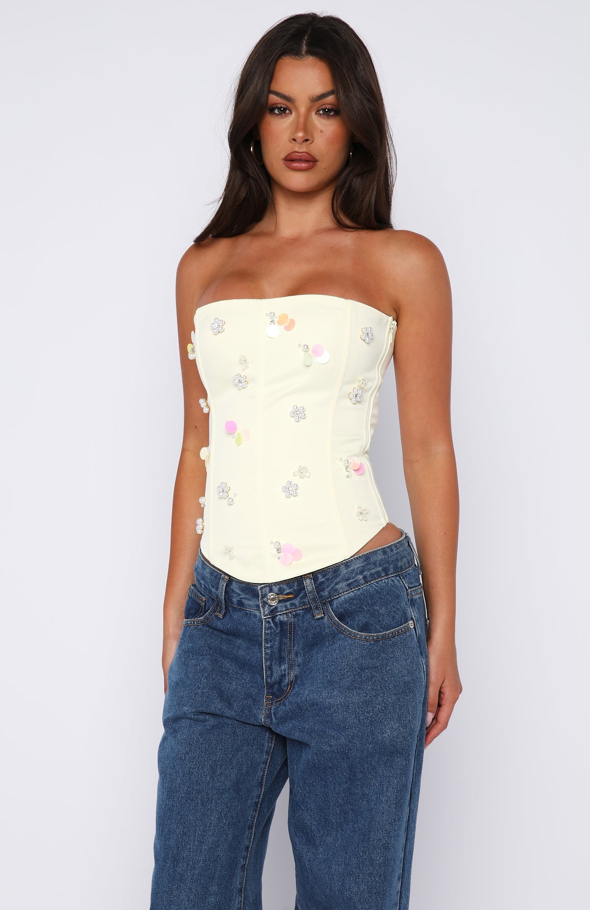 Summer Love Strapless Bustier Lemon | White Fox Boutique