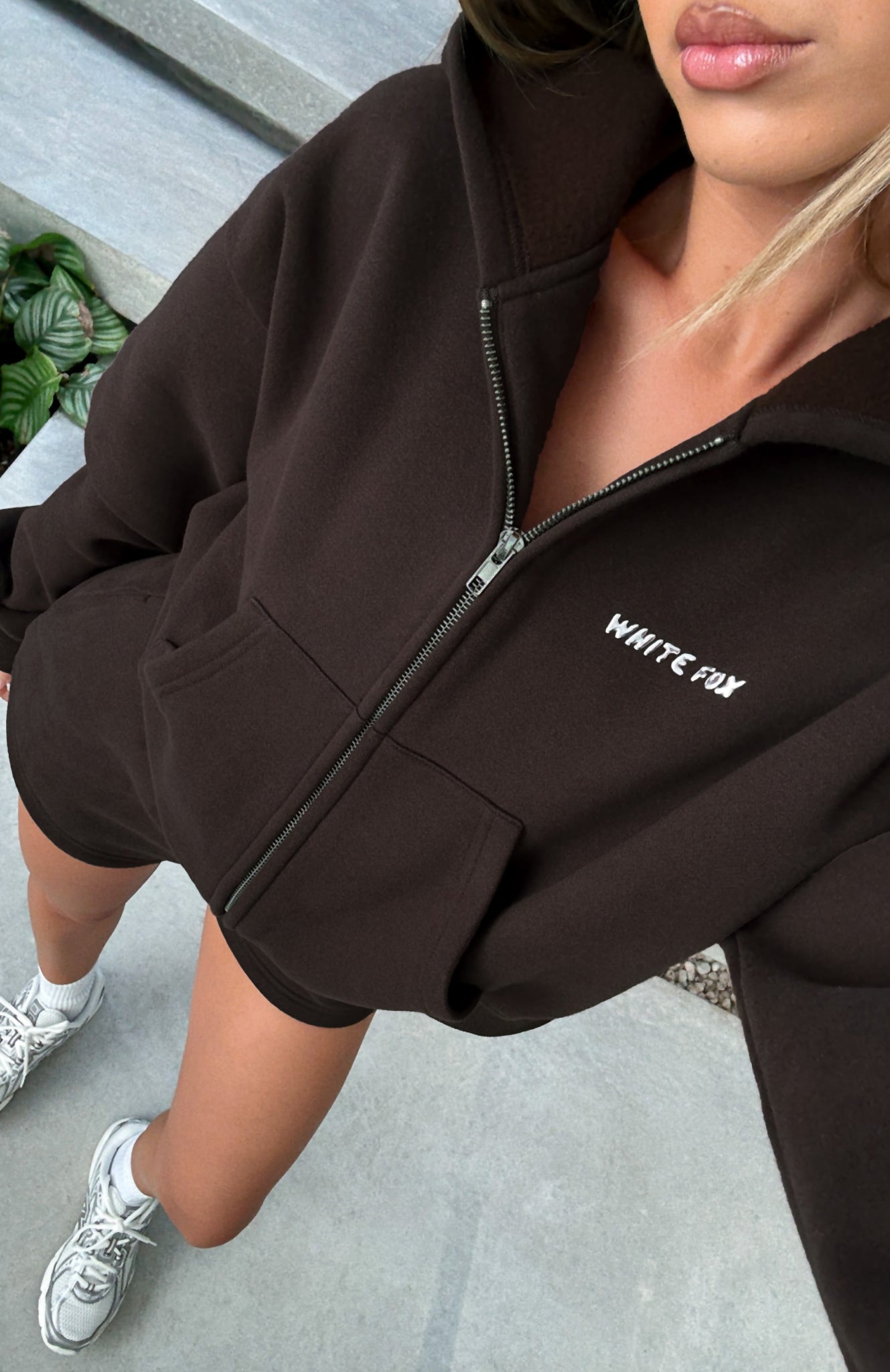 Test Drive Boxy Zip Front Hoodie Chocolate | White Fox Boutique